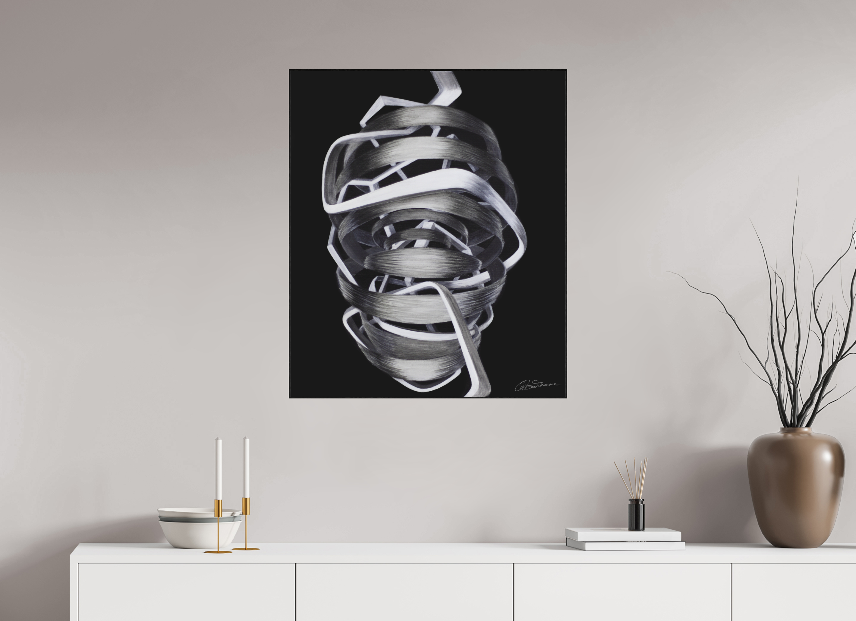 70 x 82,9 cm, Alu-Dibond mit Holzrahmen Architektur des Bewusstseins - Innerer Pfad