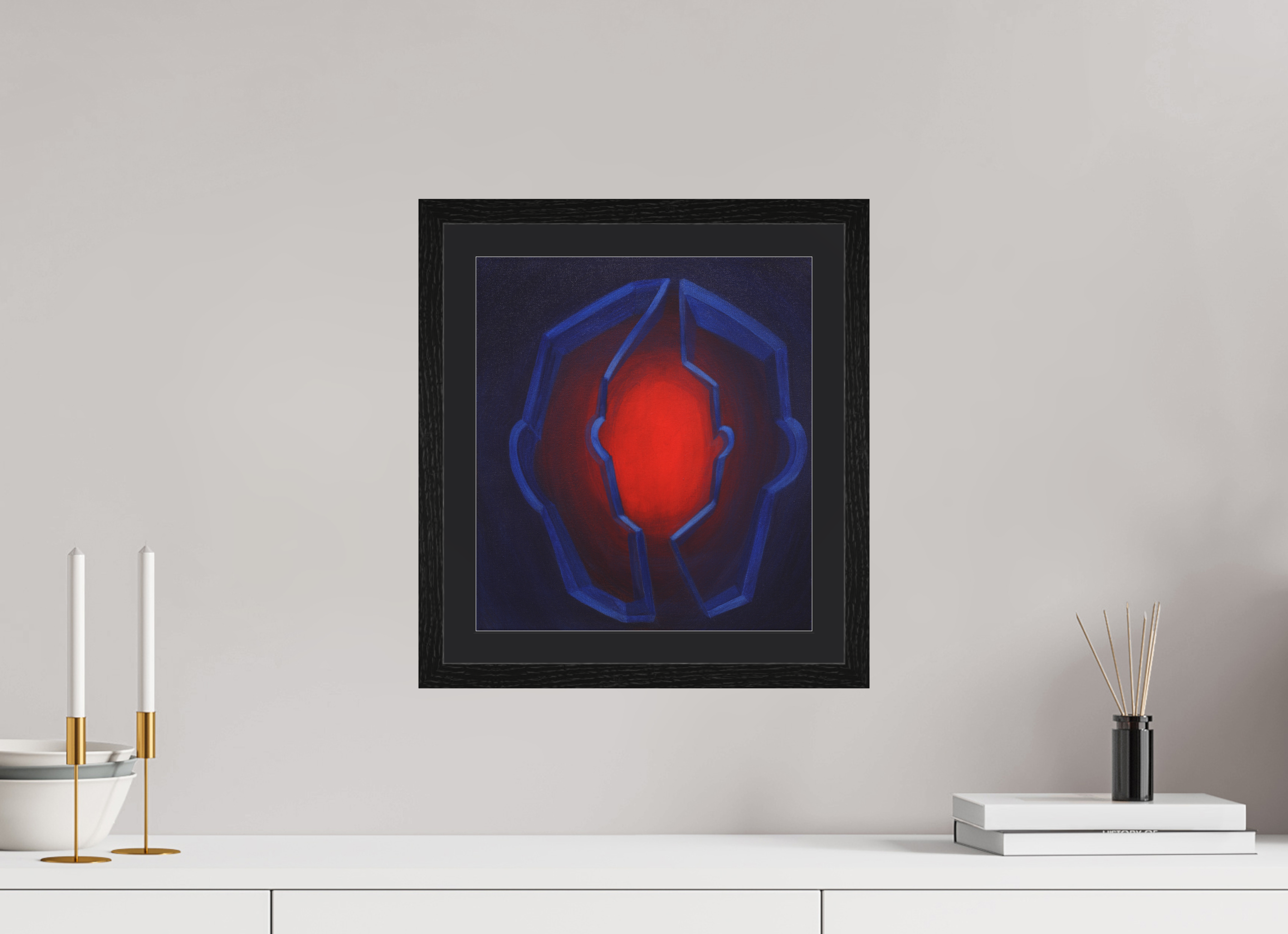 30 x 33,3 cm, Foto Papier schwarzes passapartout und schwarzer rahmen Selbst-Bild. Innerer Kern