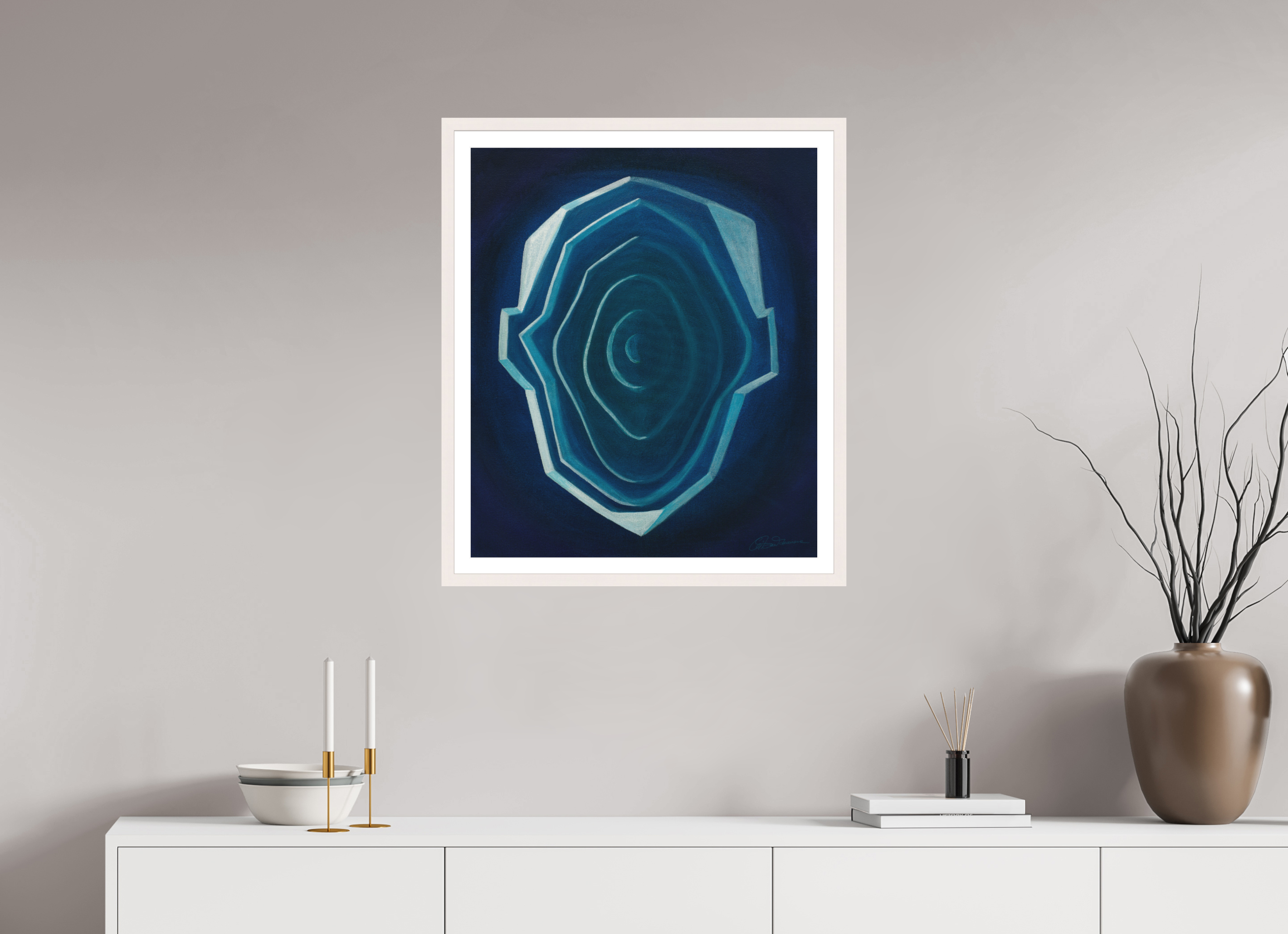 60 x 70,8 cm, Papier mit Holzrahmen, weiß Schichten des Selbst