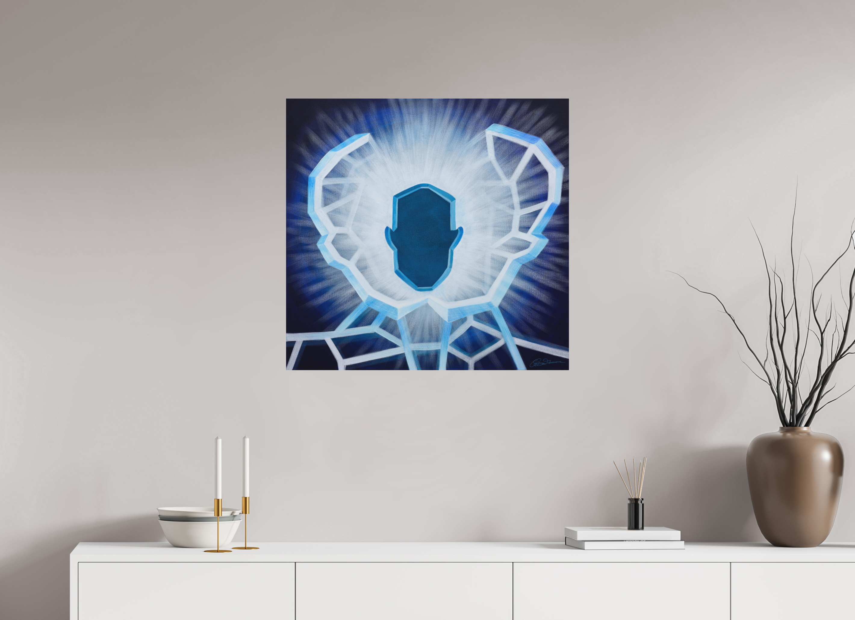 72,9 x 70 cm, Alu-Dibond mit Aufhängung Öffnung - vom alten zum neuen Ich