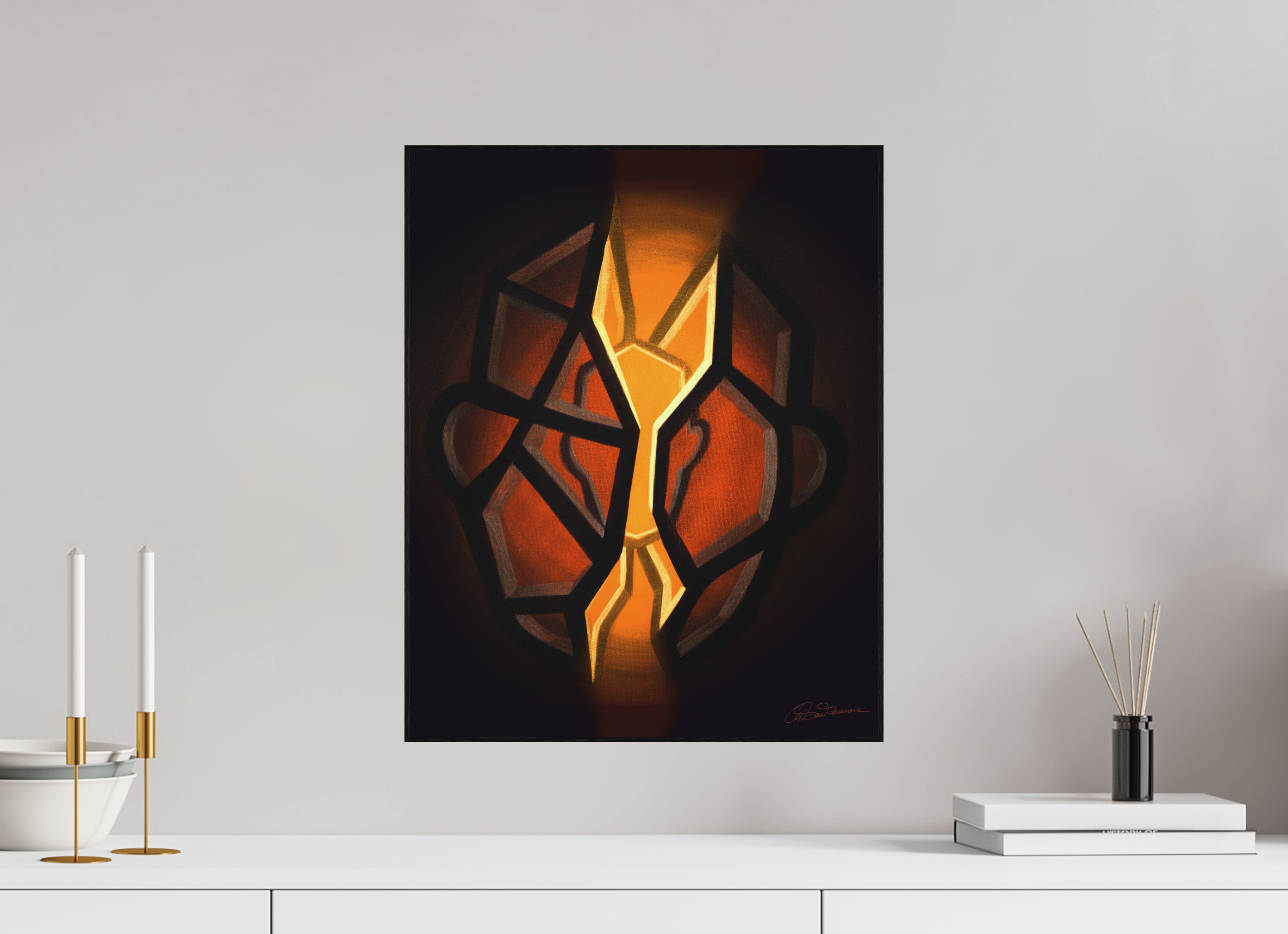 40 x 50 cm, Alu-Dibond mit Holzrahmen, schwarz Selbst-Bild. Schale und Kern