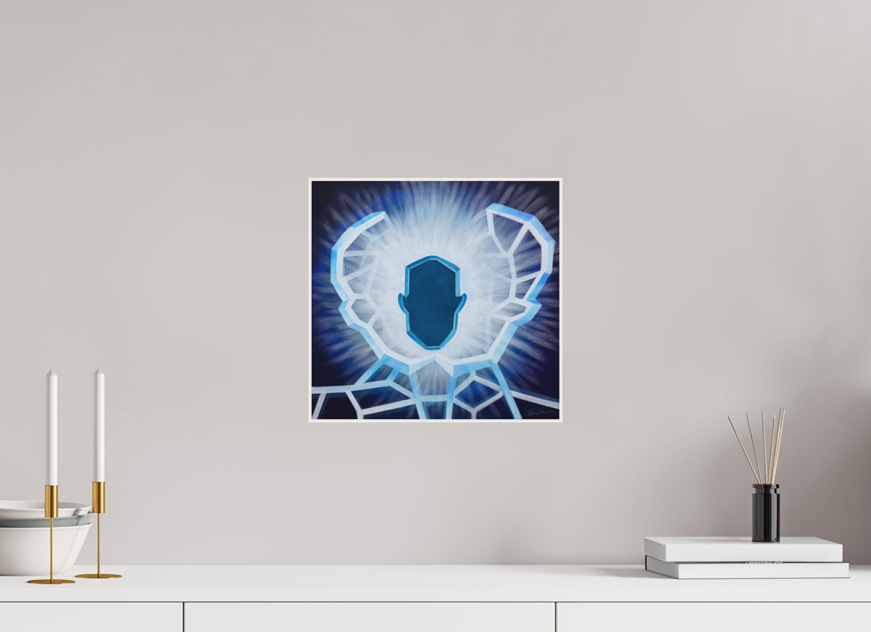 31,2 x 30 cm, Alu-Dibond mit Holzrahmen, weiß Öffnung - vom alten zum neuen Ich