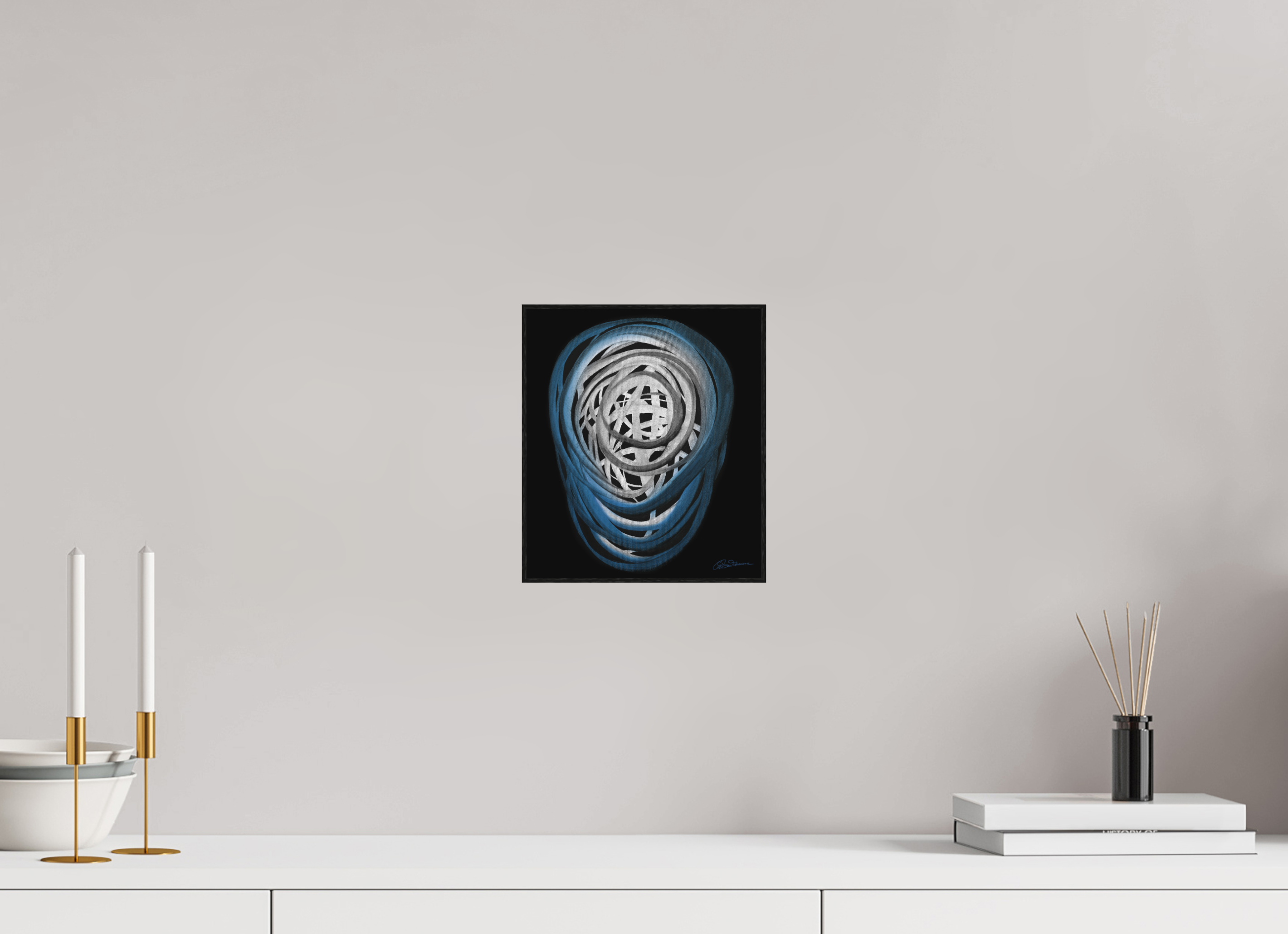 20 x 22,9 cm, Alu-Dibond mit Holzrahmen, schwarz Luft | Atem