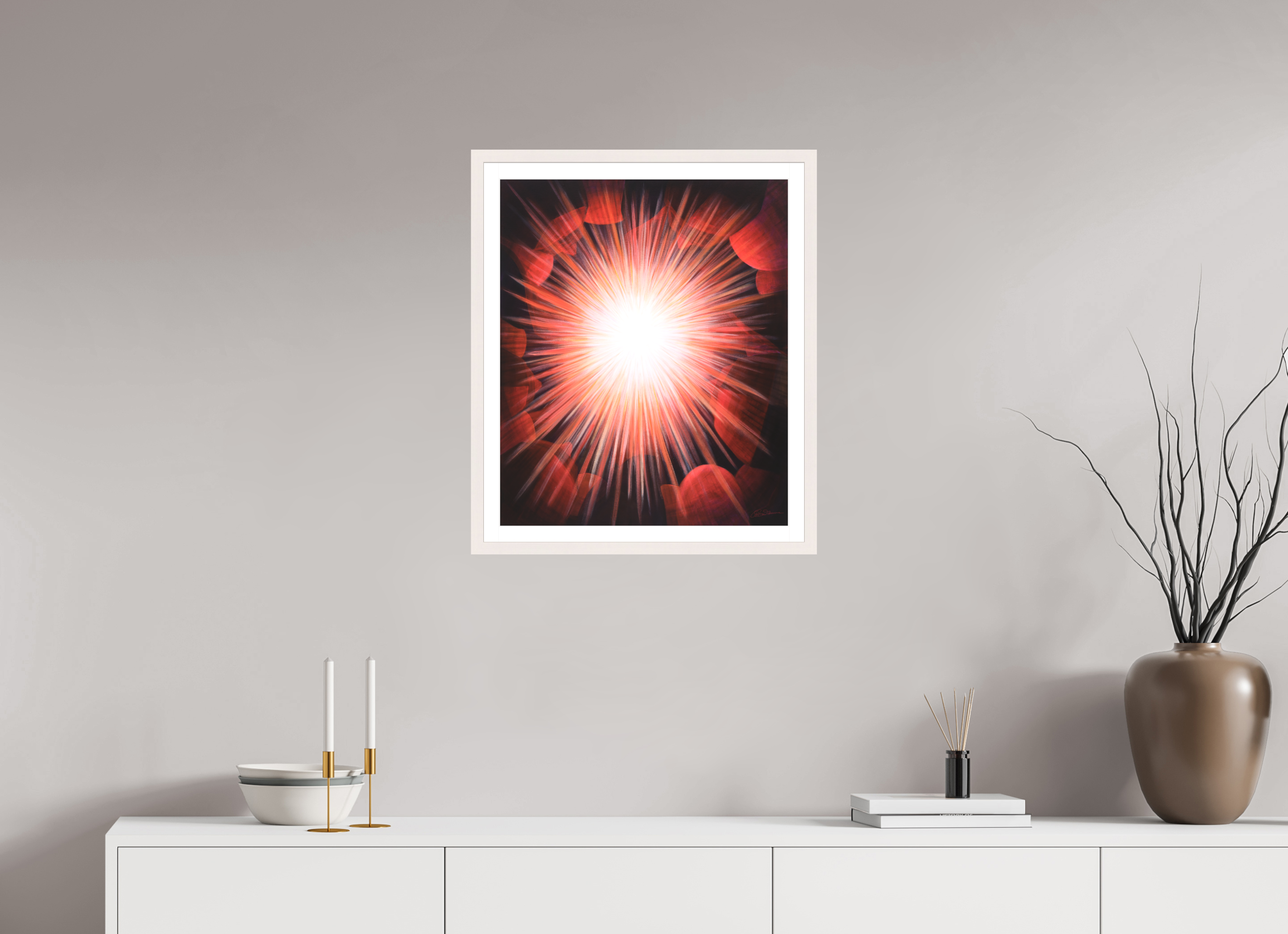 50 x 60 cm, Papier mit Holzrahmen, weiß Gemeinsames Leuchten