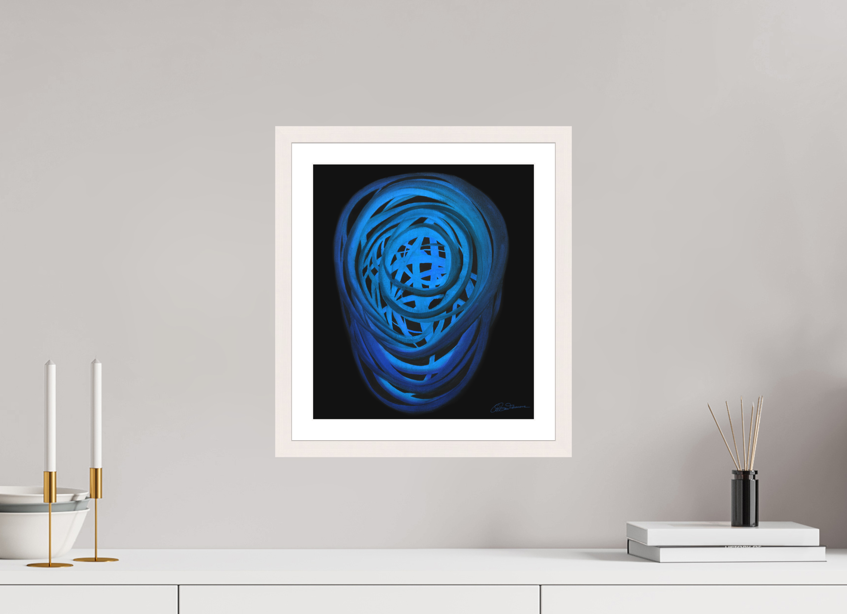 30 x 34,5 cm, Papier mit Holzrahmen, weiß Wasser | Winter