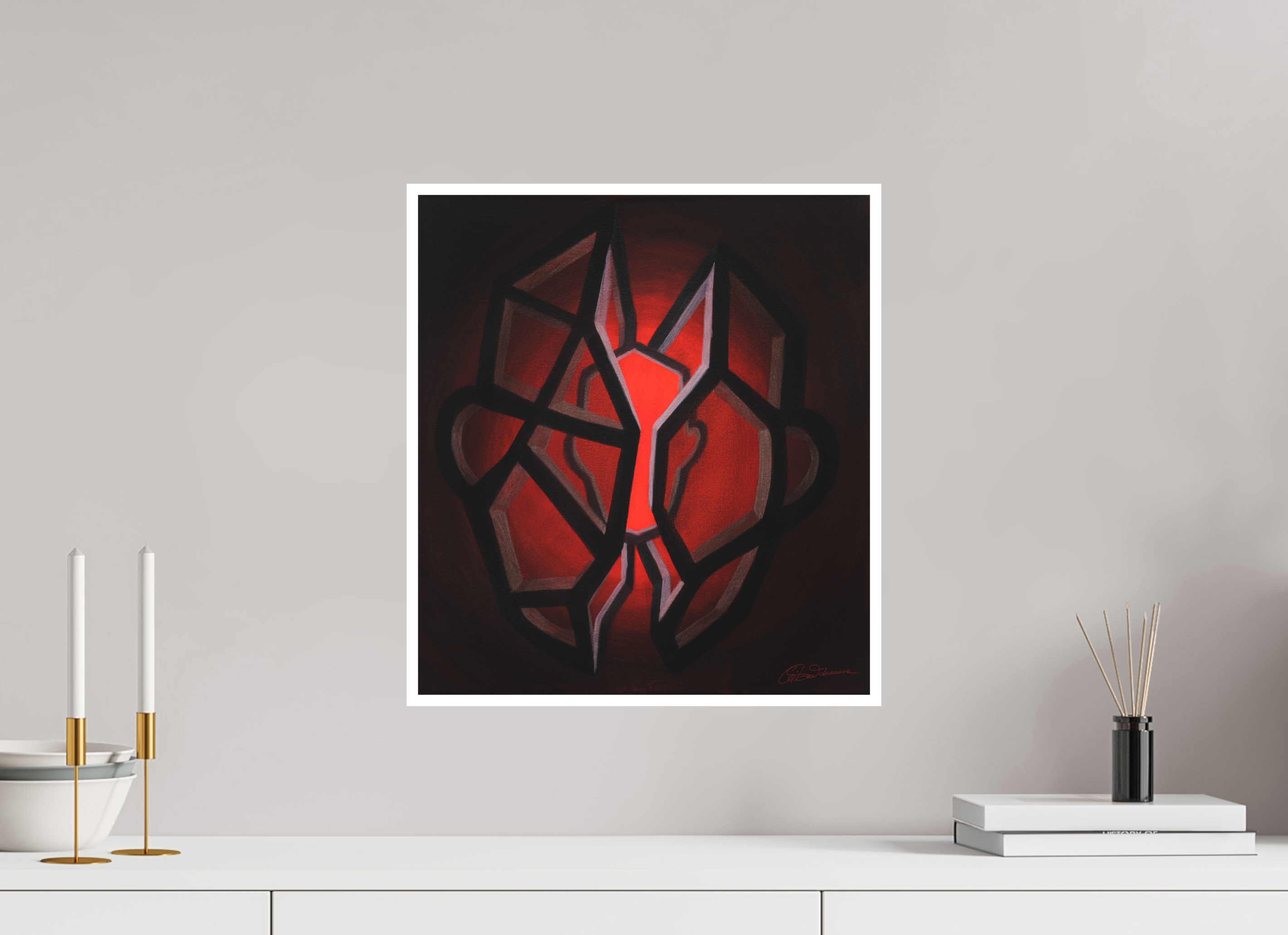 40 x 44,2 cm, Papier ohne Rahmen Selbst-Bild. Schale und Kern