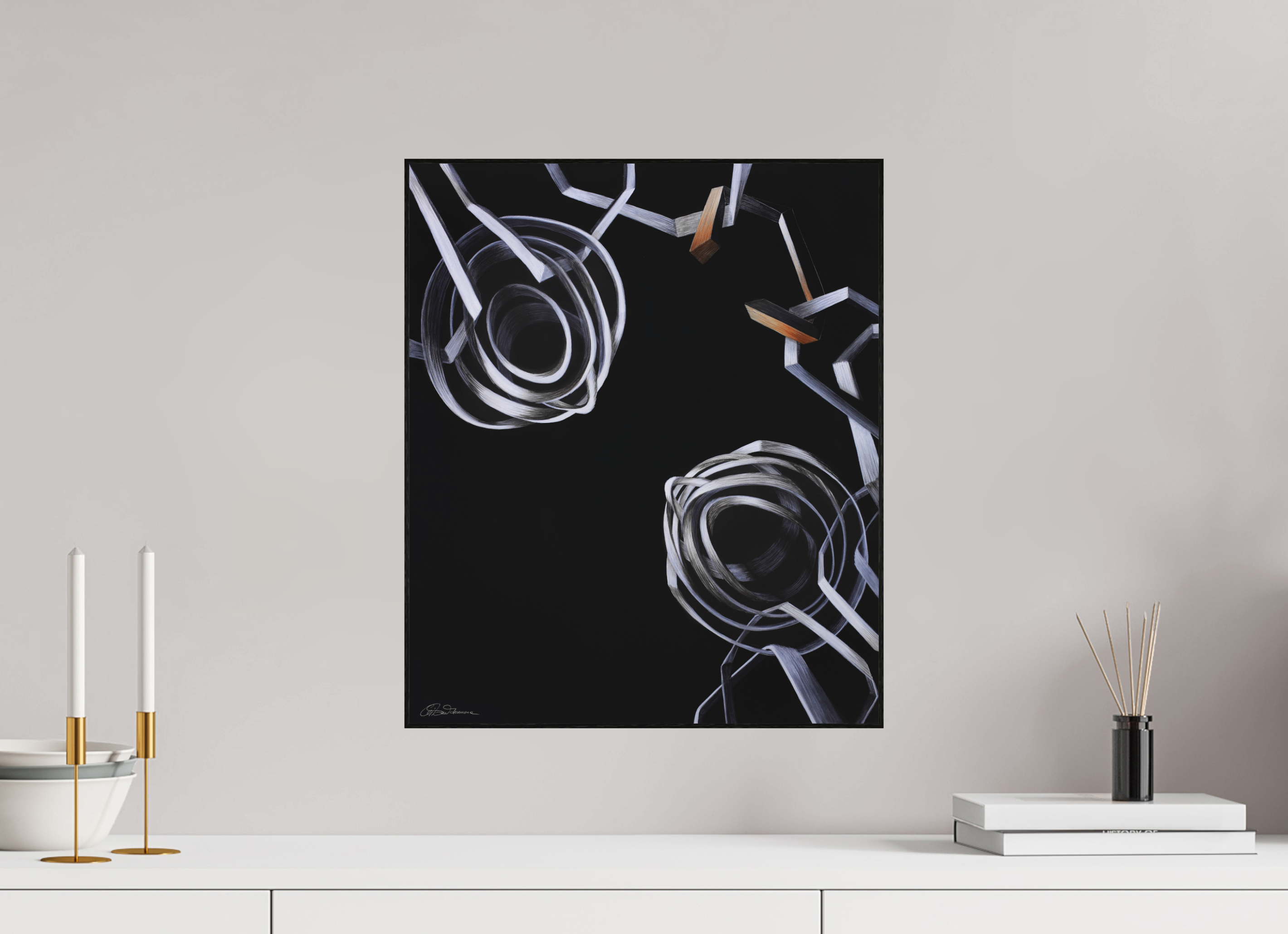 40 x 47,7 cm, Alu-Dibond mit Holzrahmen, schwarz Lösung