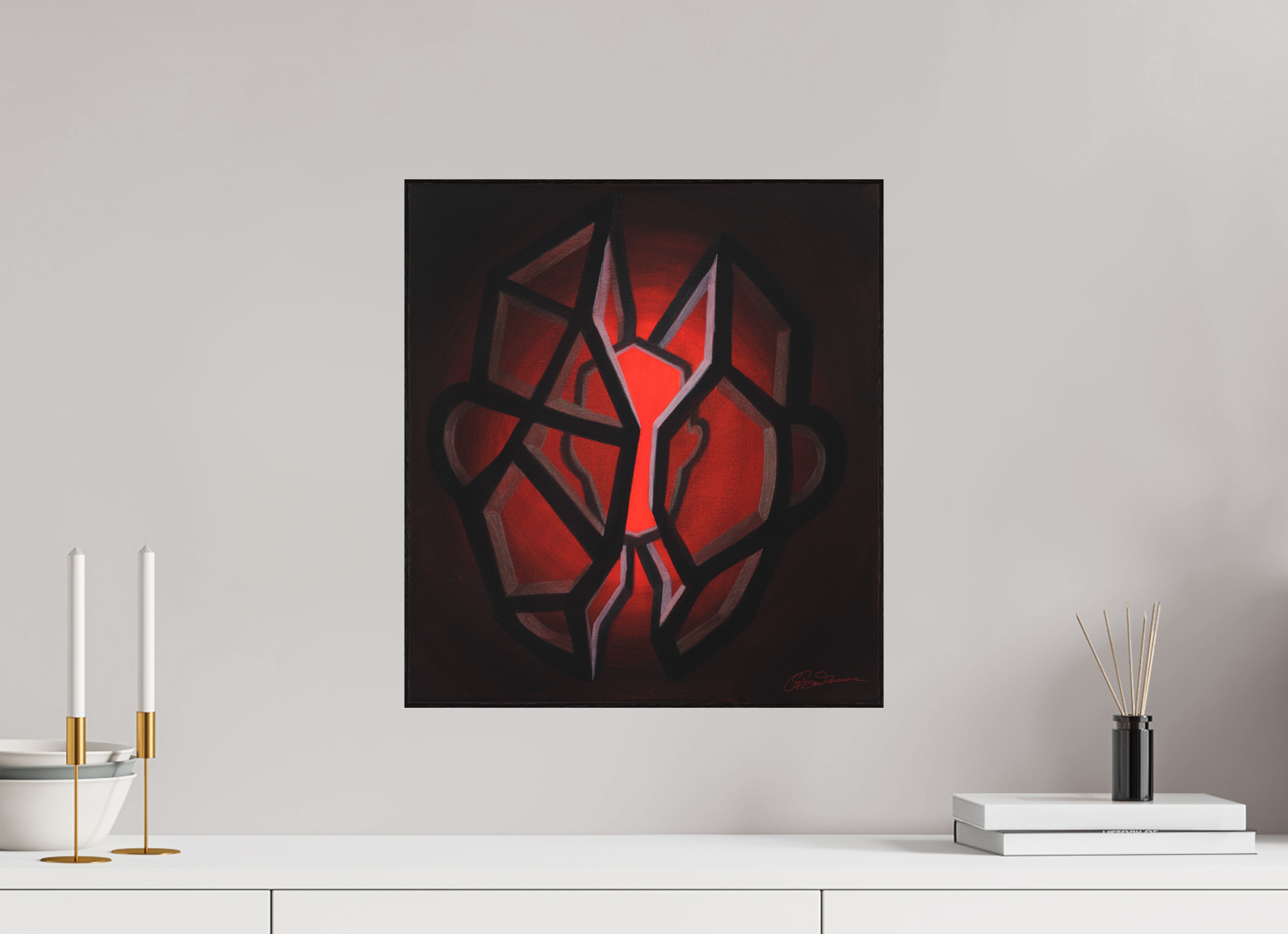 40 x 44,2 cm, Alu-Dibond mit Holzrahmen, schwarz Selbst-Bild. Schale und Kern