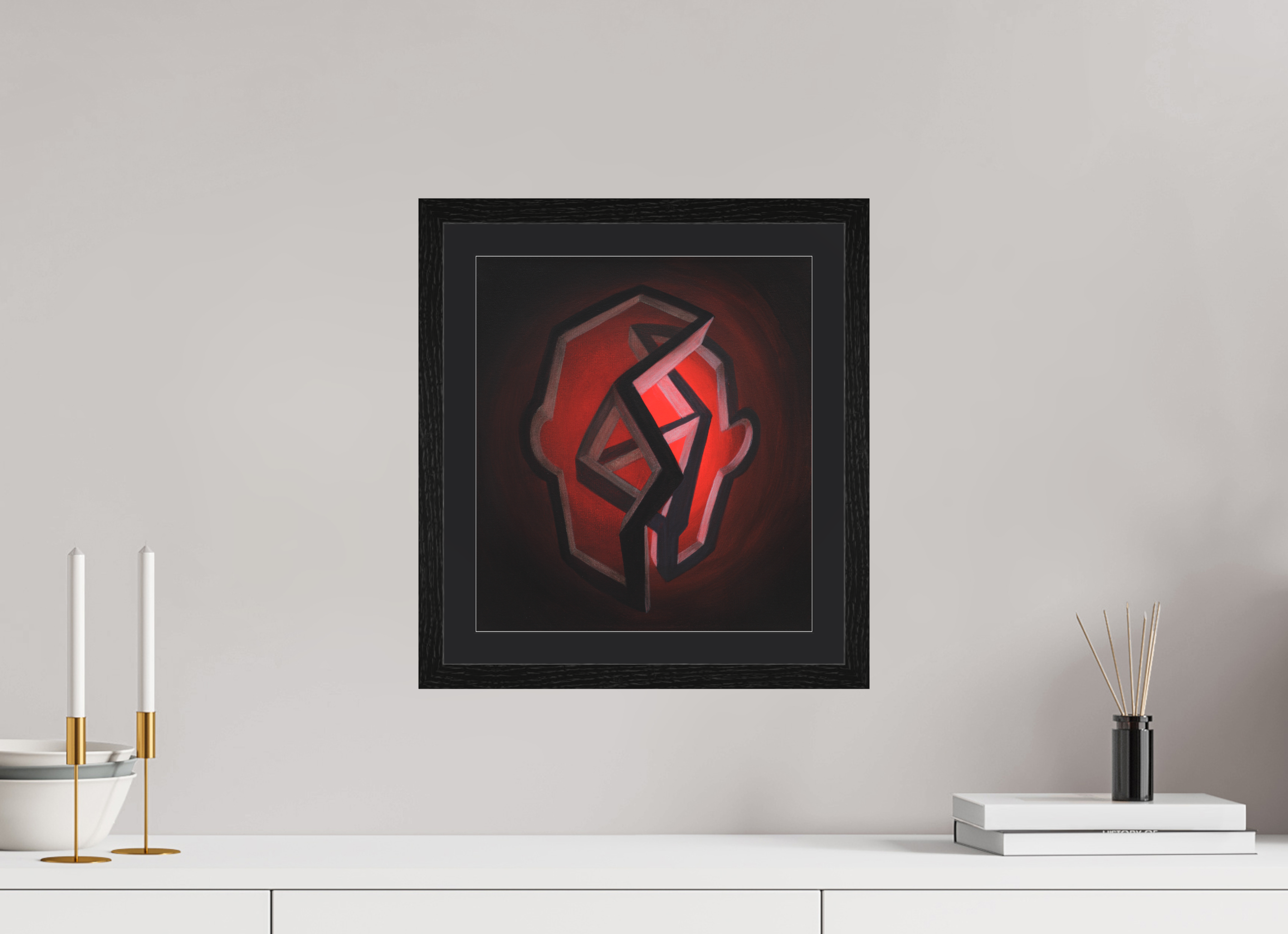 30 x 33,4 cm, Foto Papier schwarzes passapartout und schwarzer rahmen Selbst-Bild. Zwischen Vergangenheit und Werden