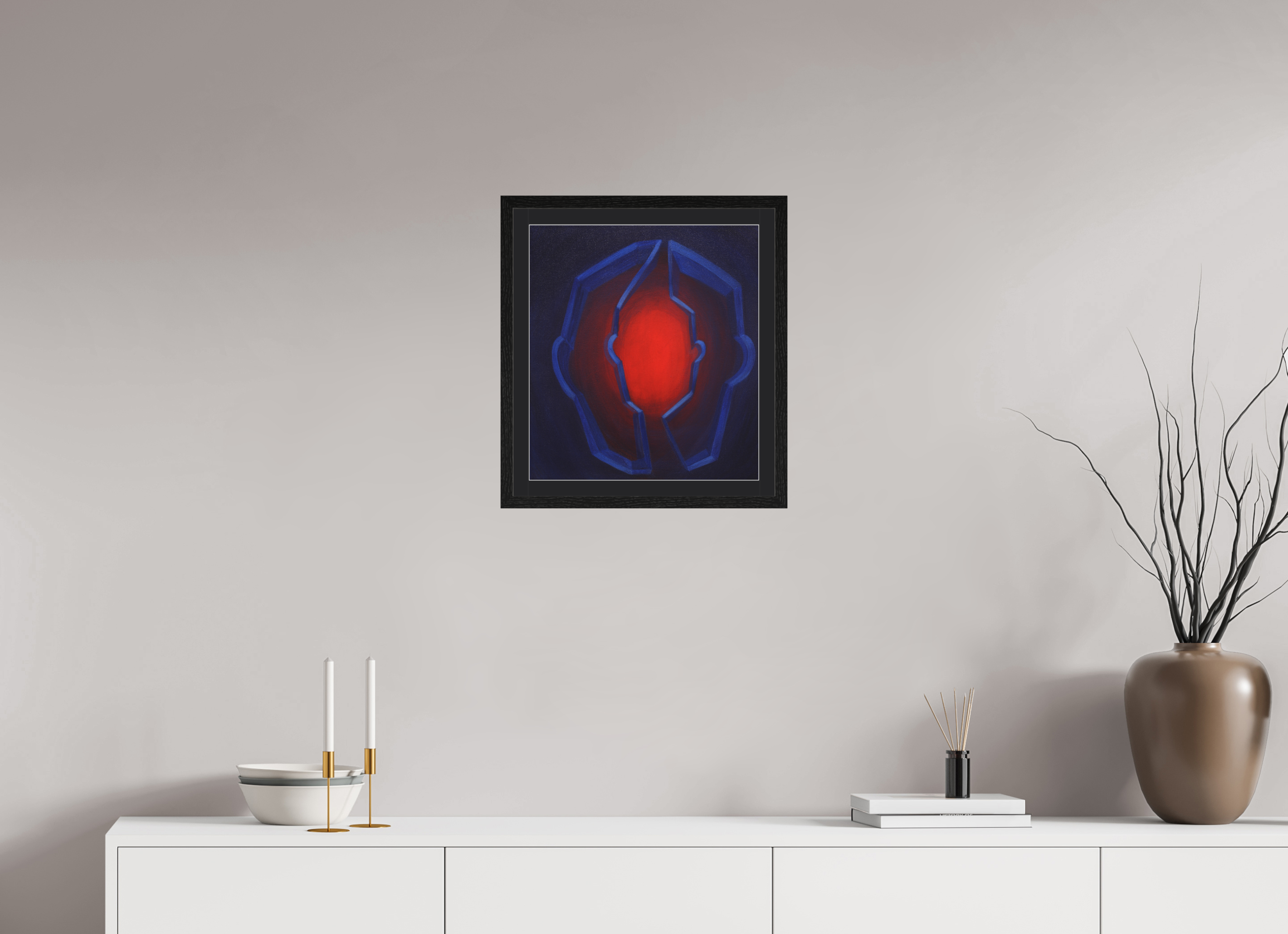 40 x 44,4 cm, Foto Papier schwarzes passapartout und schwarzer rahmen Selbst-Bild. Innerer Kern