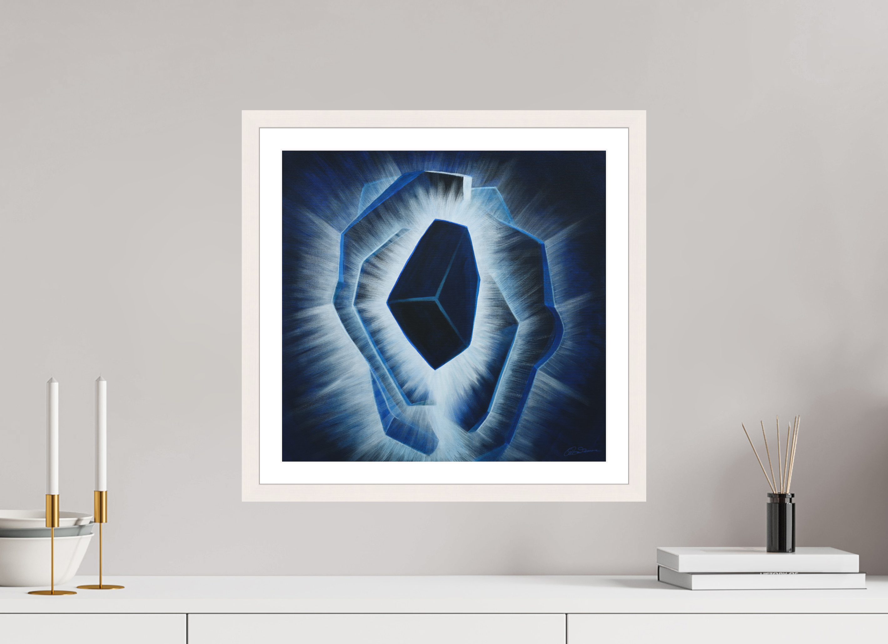 41,6 x 40 cm, Papier mit Holzrahmen | weiß | Museumsglas Der innere Durchbruch – Erwachen