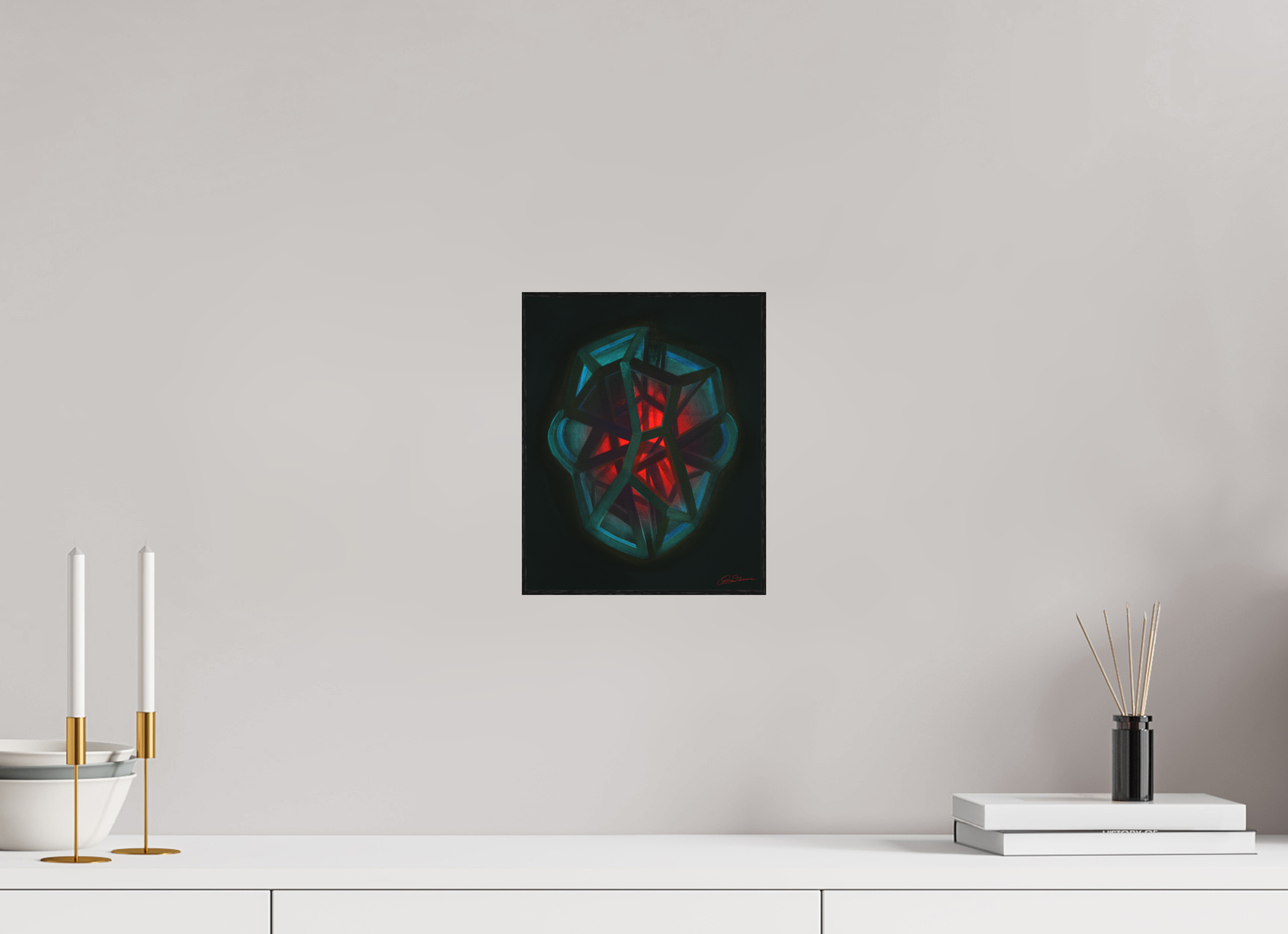 20 x 25 cm, Alu-Dibond mit Holzrahmen, schwarz Innere Geometrie