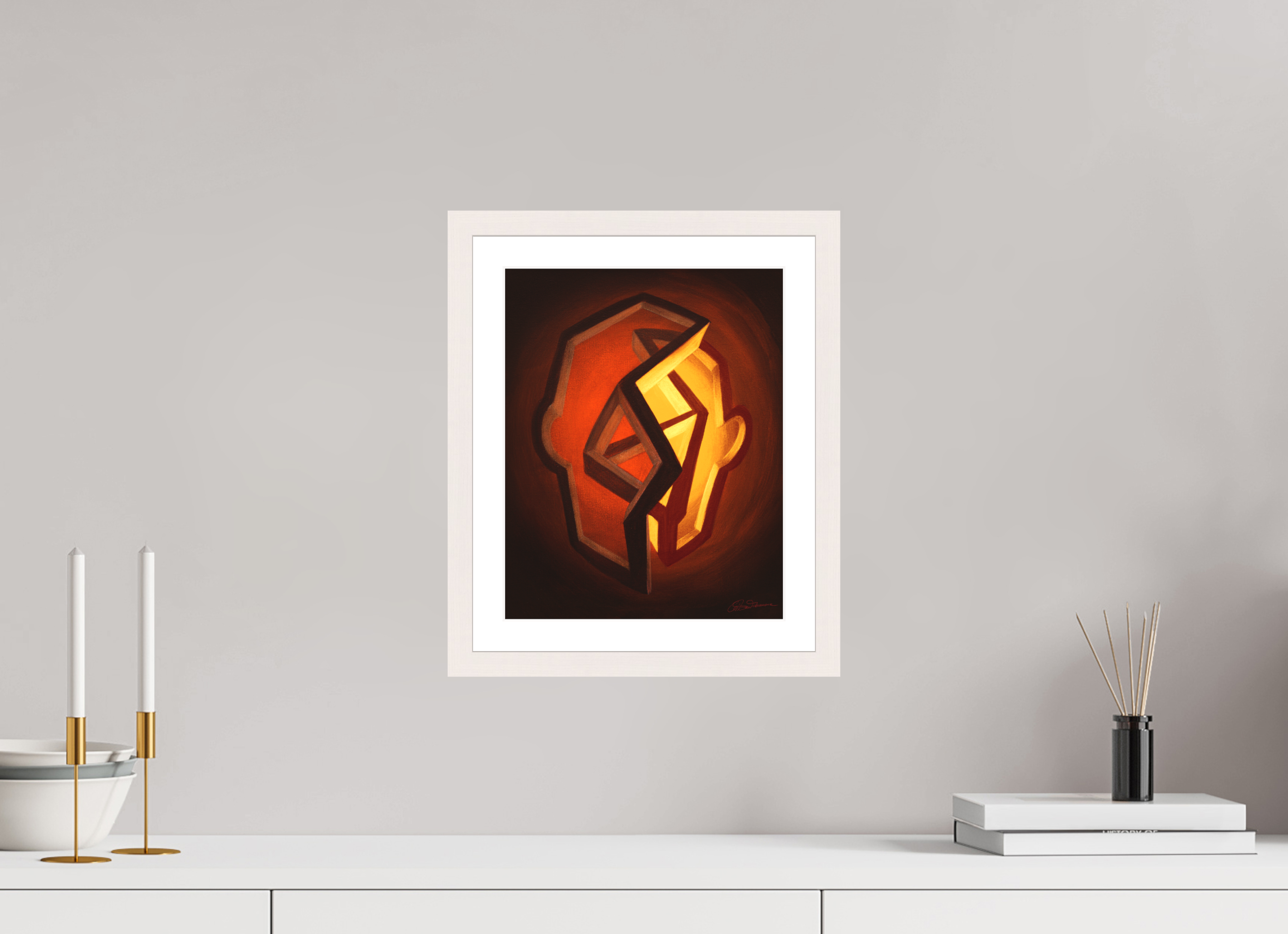 25 x 31,3 cm, Papier mit Holzrahmen, weiß Hochsommer | Höhepunkt