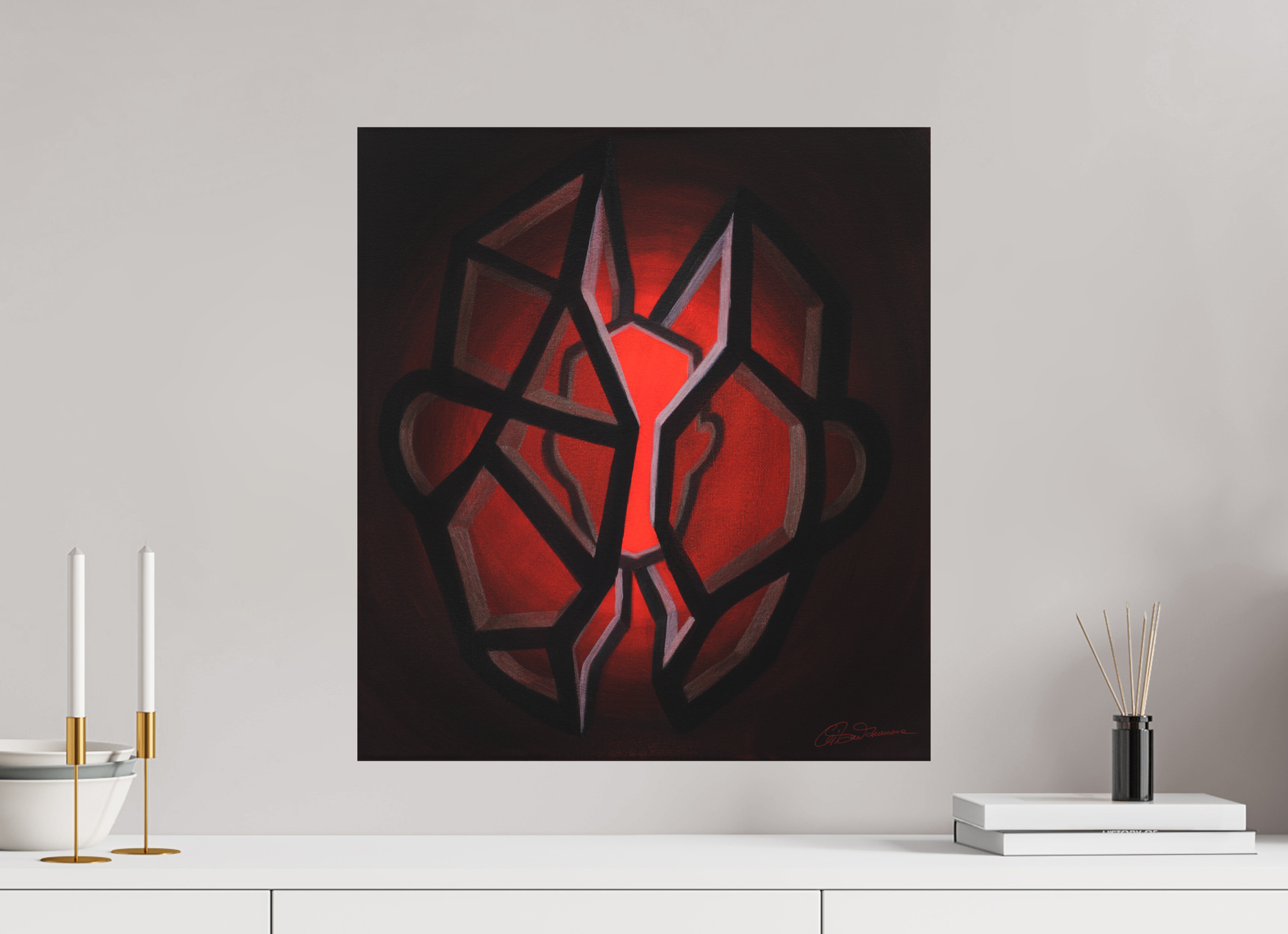 50 x 55,3 cm, Alu-Dibond-Druck mit Aufhängung Selbst-Bild. Schale und Kern