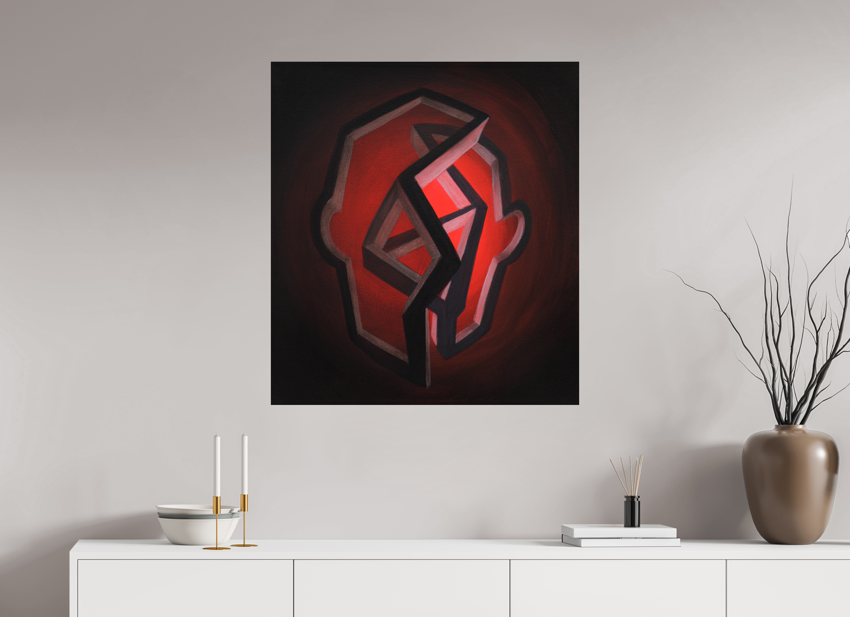 80 x 89 cm, Fine Art Print auf Metal Selbst-Bild. Zwischen Vergangenheit und Werden