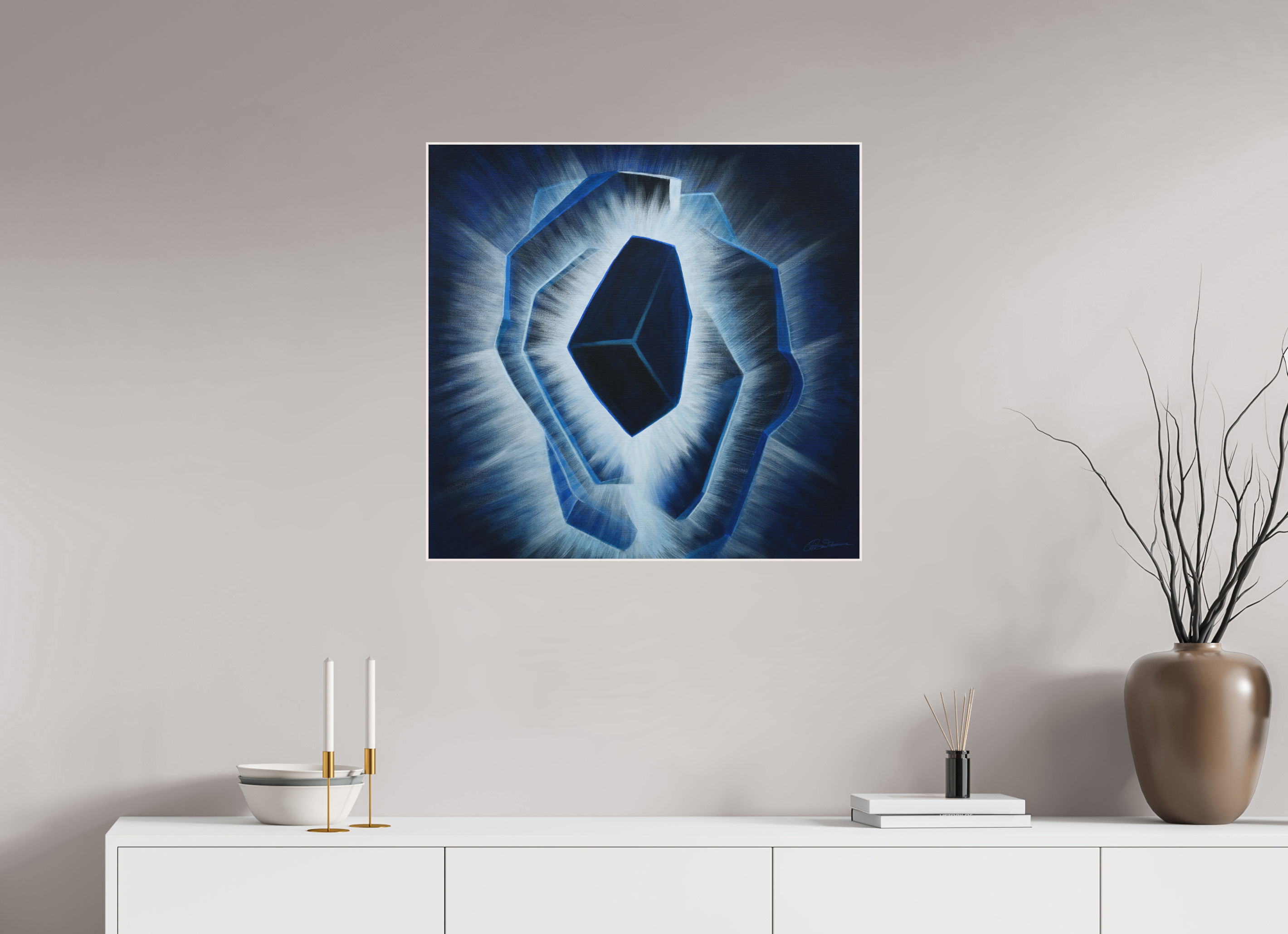 72,9 x 70 cm, Alu-Dibond mit Holzrahmen | weiß Der innere Durchbruch – Erwachen