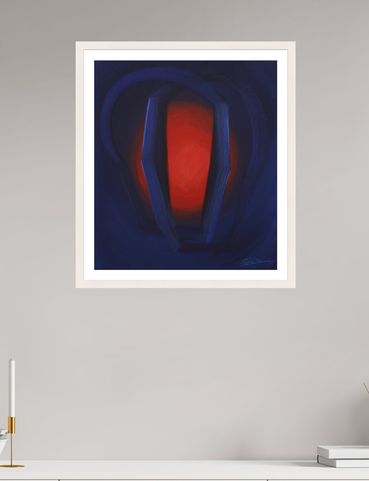 50 x 57,1 cm, Papier mit Holzrahmen, weiß Selbst-Begegnung