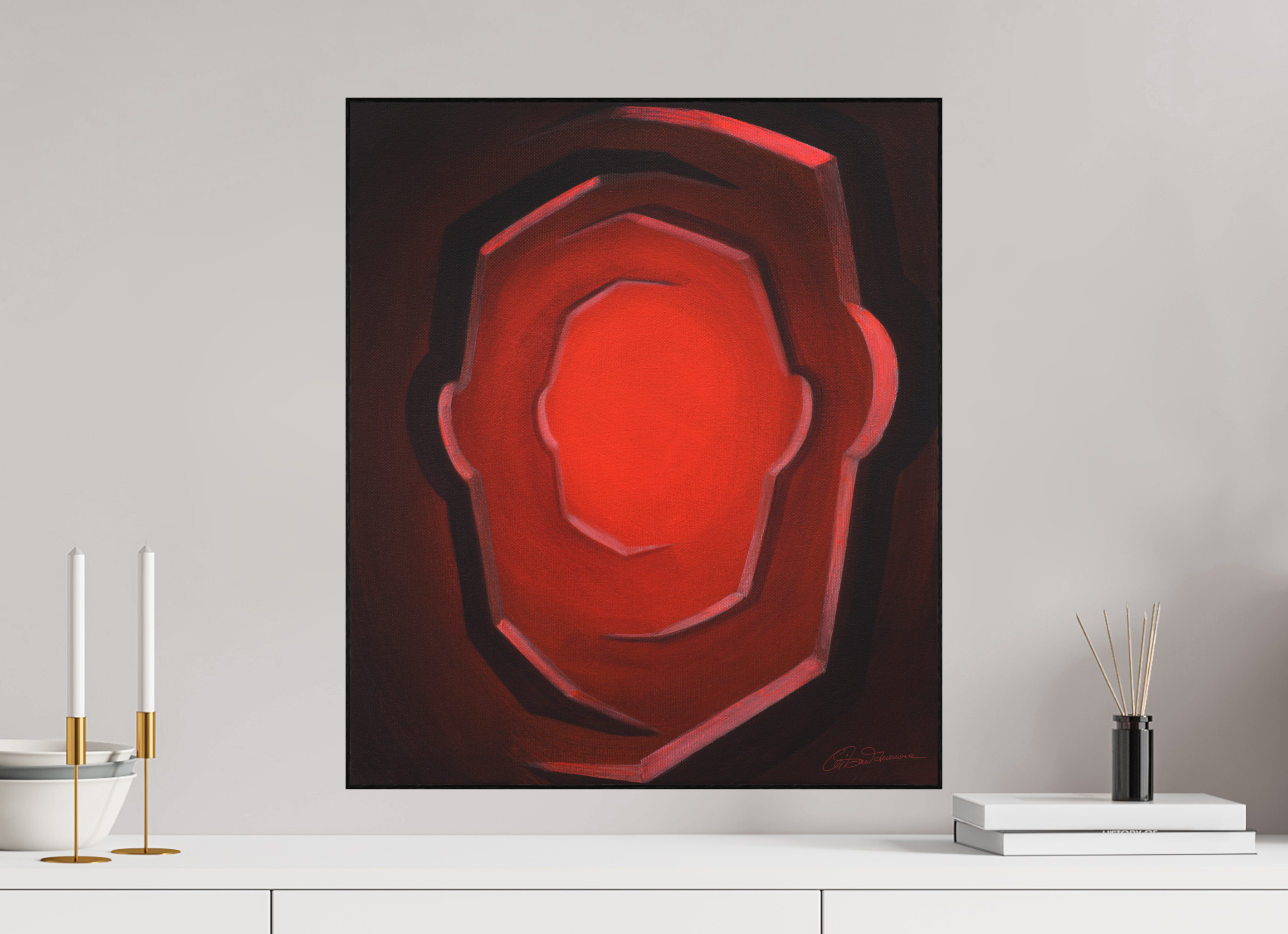 50 x 58,1 cm, Alu-Dibond mit Holzrahmen, schwarz Ich war, ich bin, ich werde sein