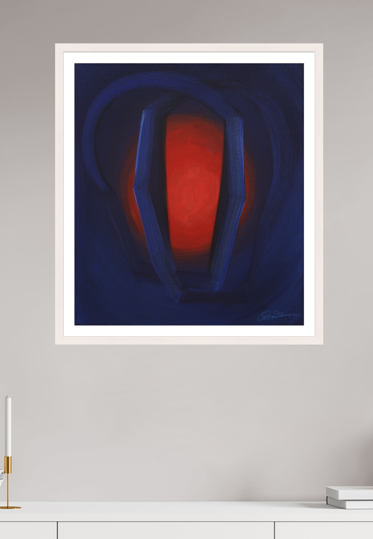 60 x 68,5 cm, Papier mit Holzrahmen, weiß Selbst-Begegnung