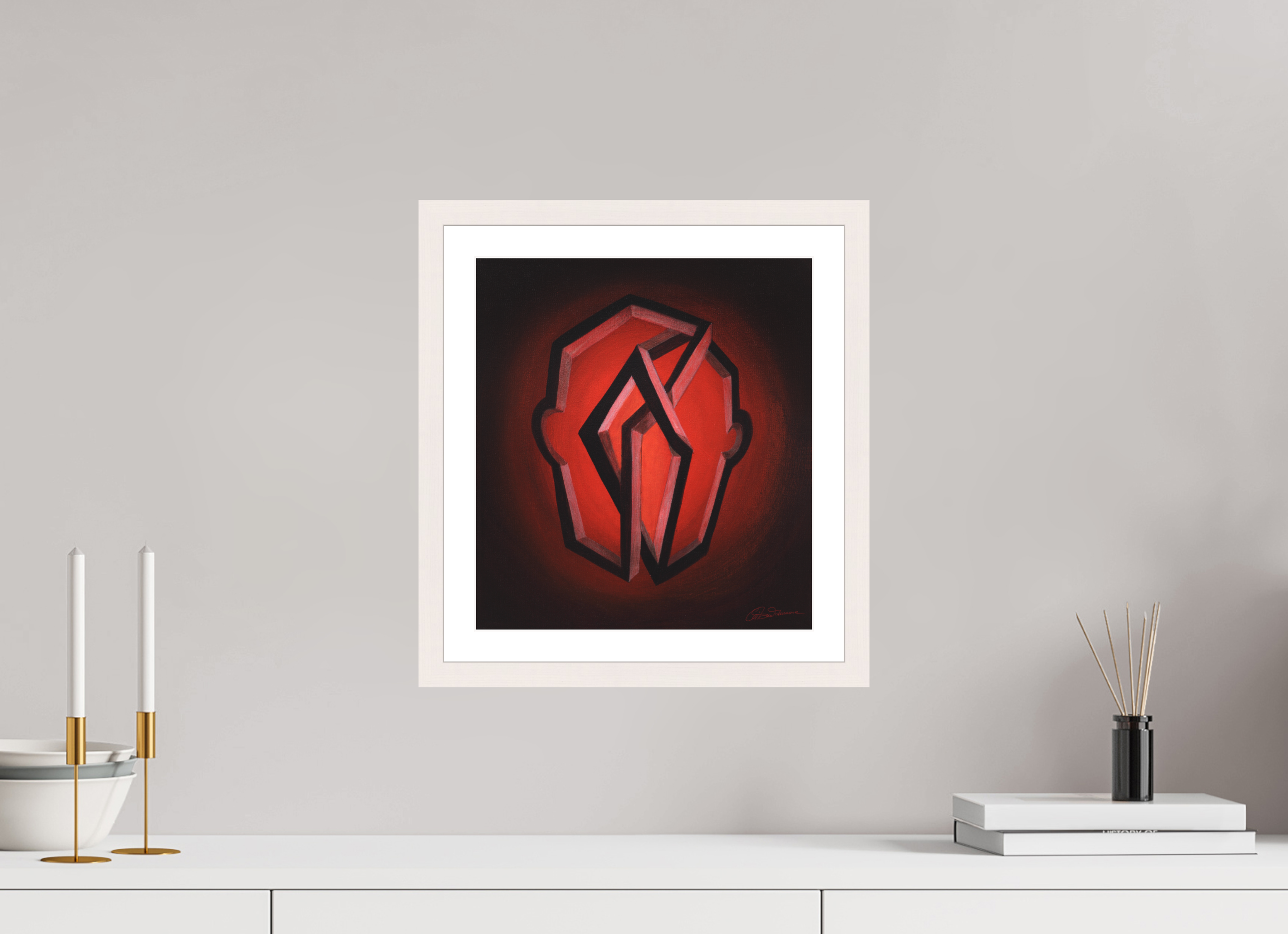 30 x 33,1 cm, Papier mit Holzrahmen | weiß | Museumsglas Selbst-Bild. Innere Architetkur