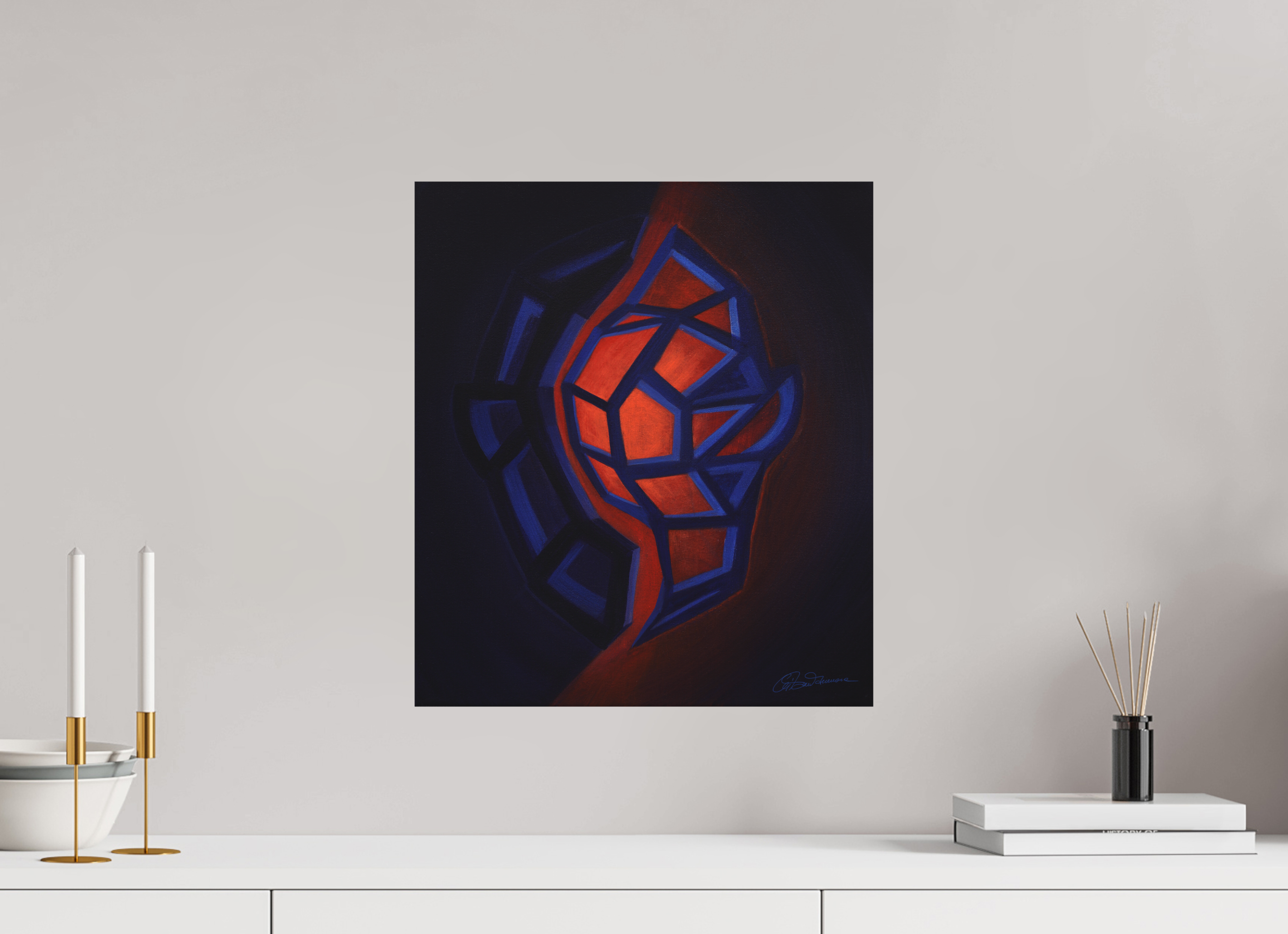 40 x 45,8 cm, Alu-Dibond-Druck mit Aufhängung Innere Tektonik – Feuer & Wasser