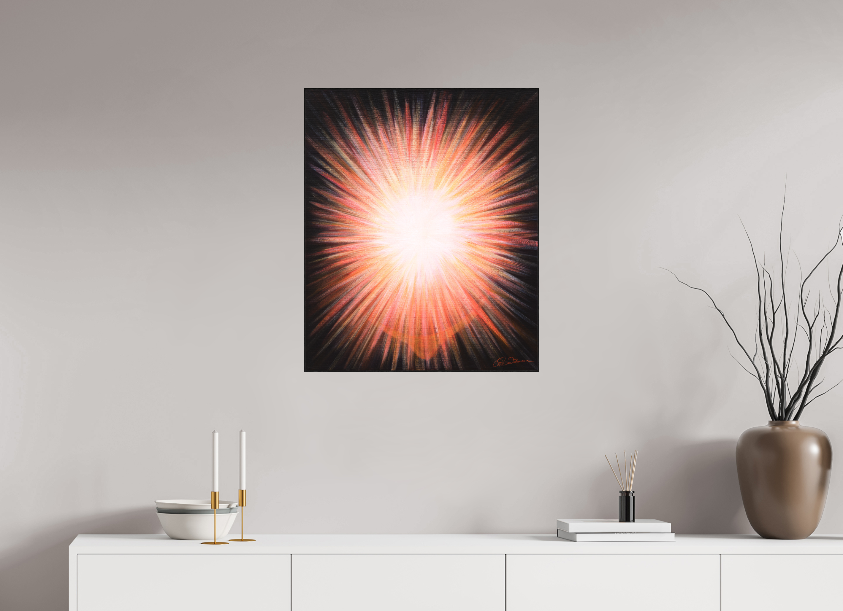 60 x 72,6 cm, Alu-Dibond mit Holzrahmen, schwarz Erleuchtung