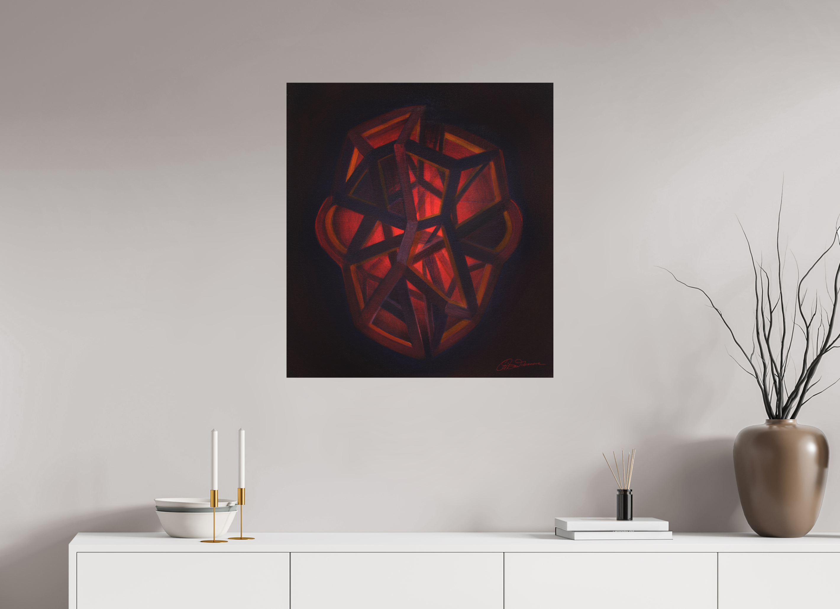 70 x 77,4 cm, Alu-Dibond-Druck mit Aufhängung Innere Geometrie