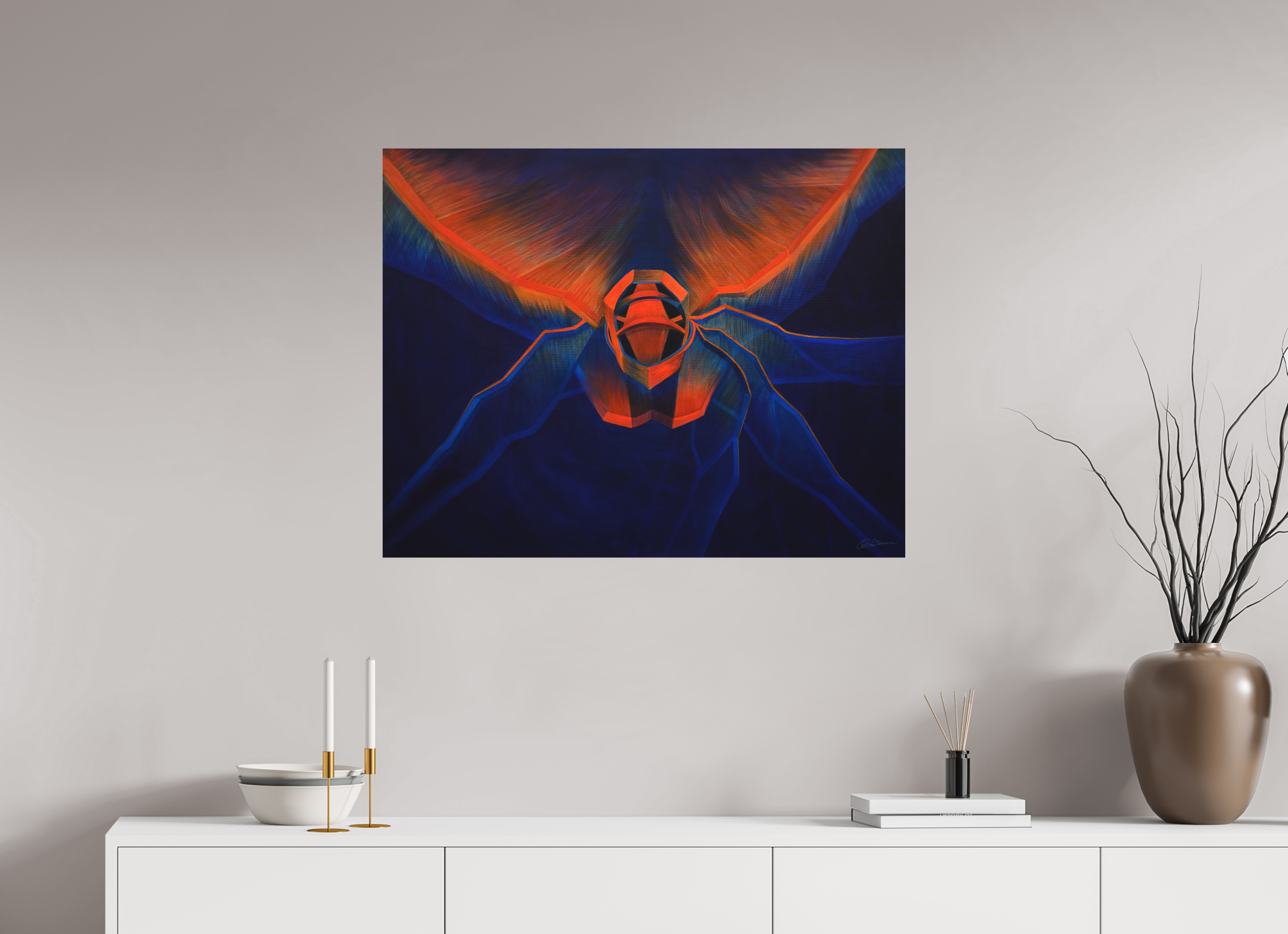 89,4 x 70 cm, Alu-Dibond mit Aufhängung Feuerflug