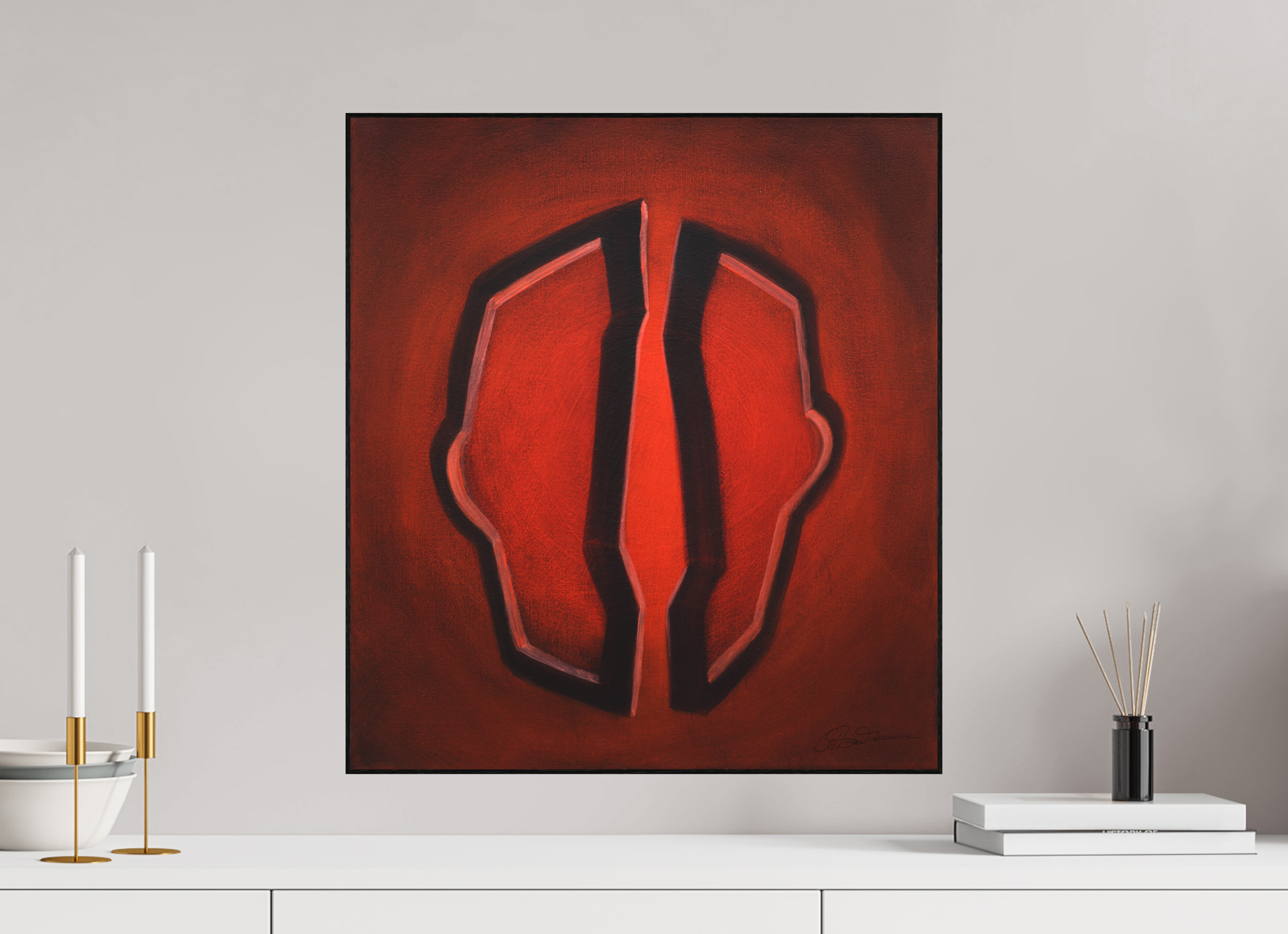 50 x 55,5 cm, Alu-Dibond mit Holzrahmen, schwarz Selbst-Bild. Öffnung