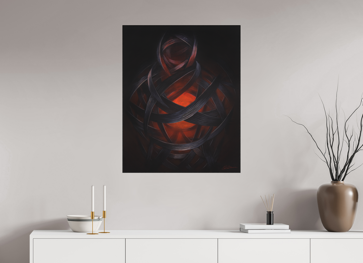 70 x 87,8 cm, Kunstdruck auf Alu-Dibond mit Holzrahmen, schwarz Lucifera – Lichträgerin