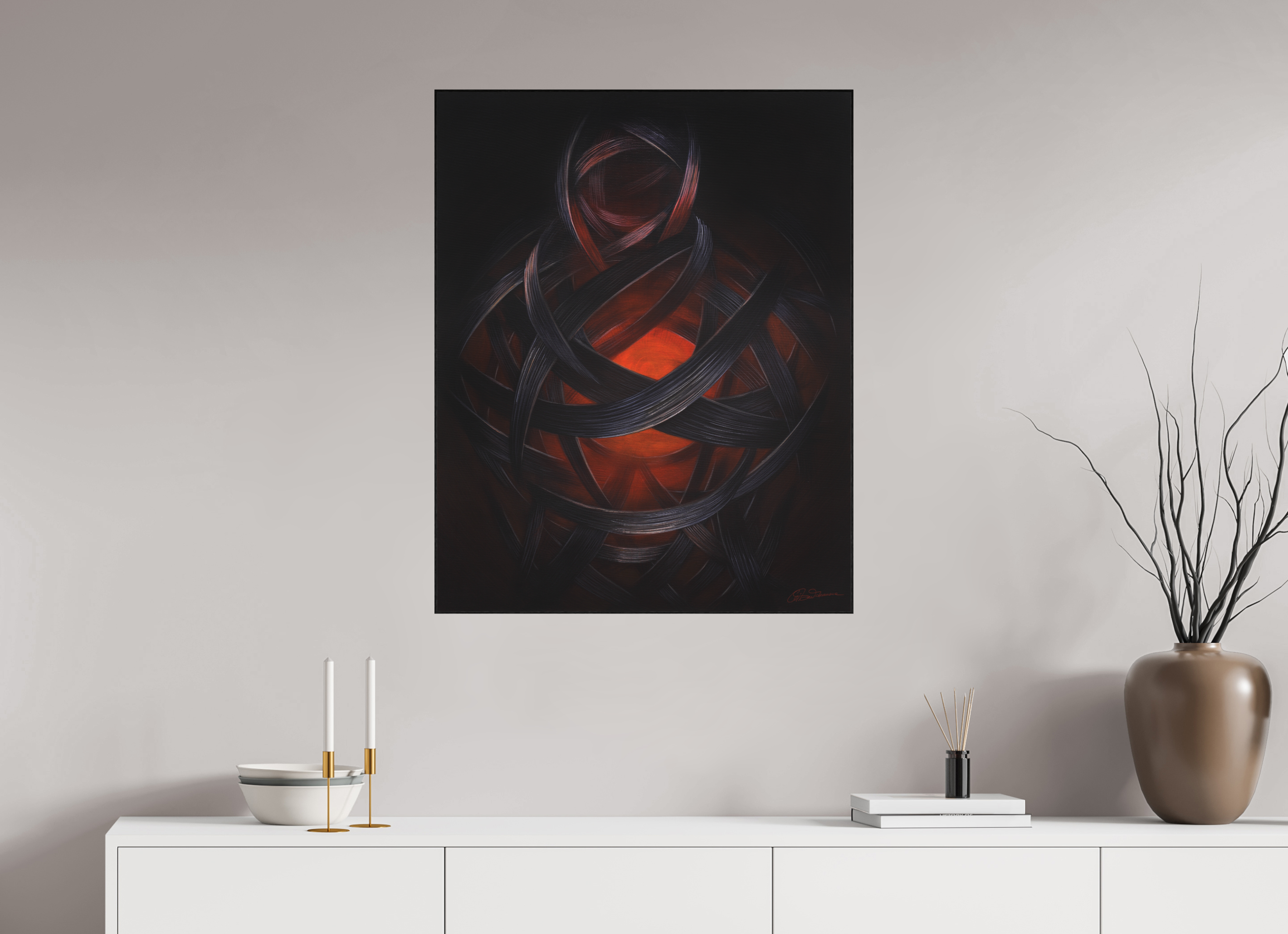 70 x 87,8 cm, Kunstdruck auf Alu-Dibond mit Holzrahmen, schwarz Lucifera – Lichträgerin