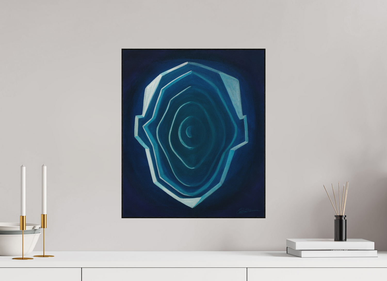 40 x 47,2 cm, Alu-Dibond mit Holzrahmen, schwarz Schichten des Selbst