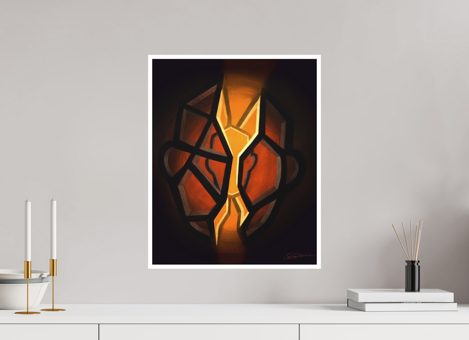 40 x 50 cm, Papier ohne Rahmen Selbst-Bild. Schale und Kern