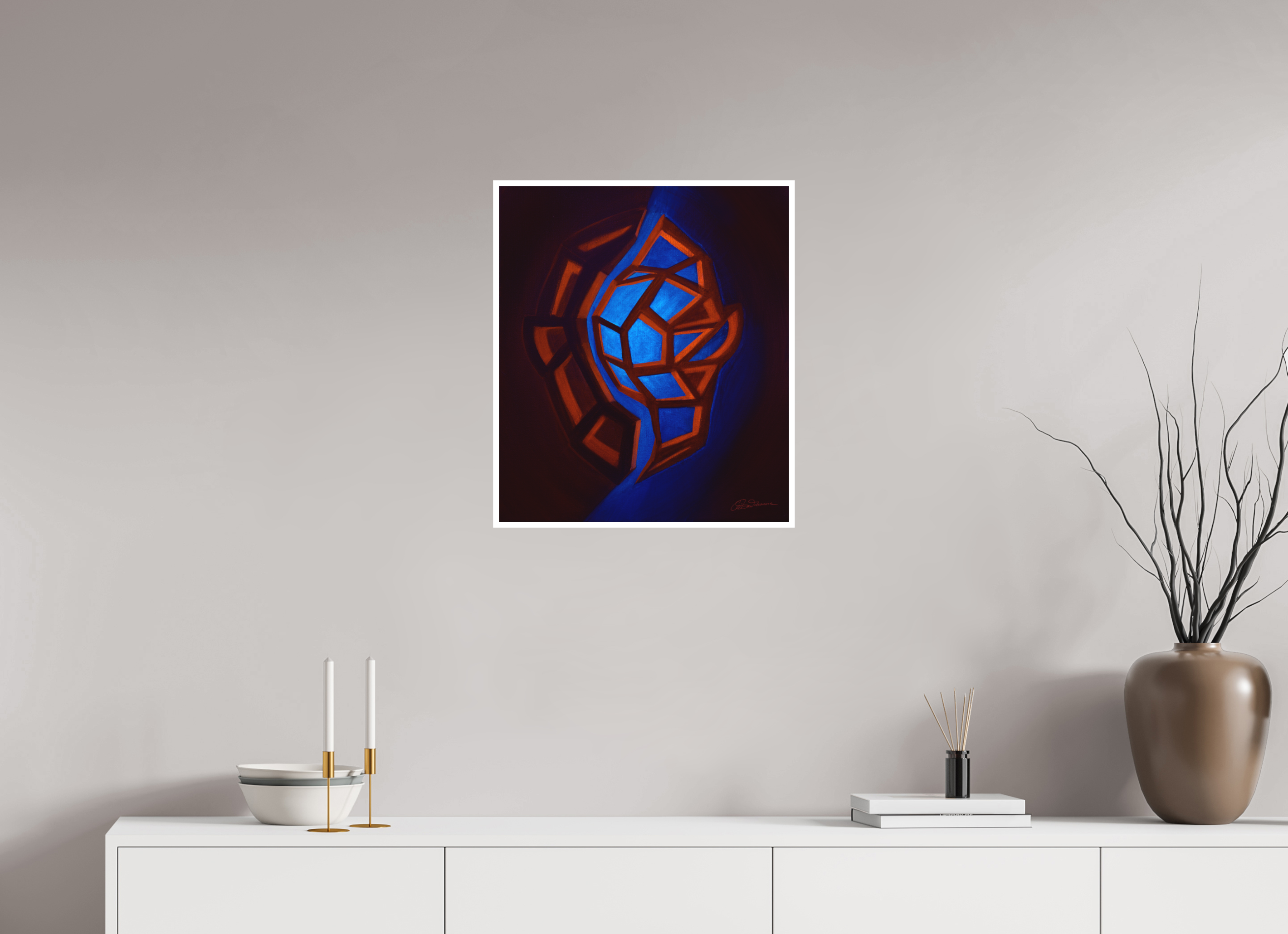 50 x 57,9 cm, Papier ohne Rahmen Innere Tektonik – Feuer &amp; Luft