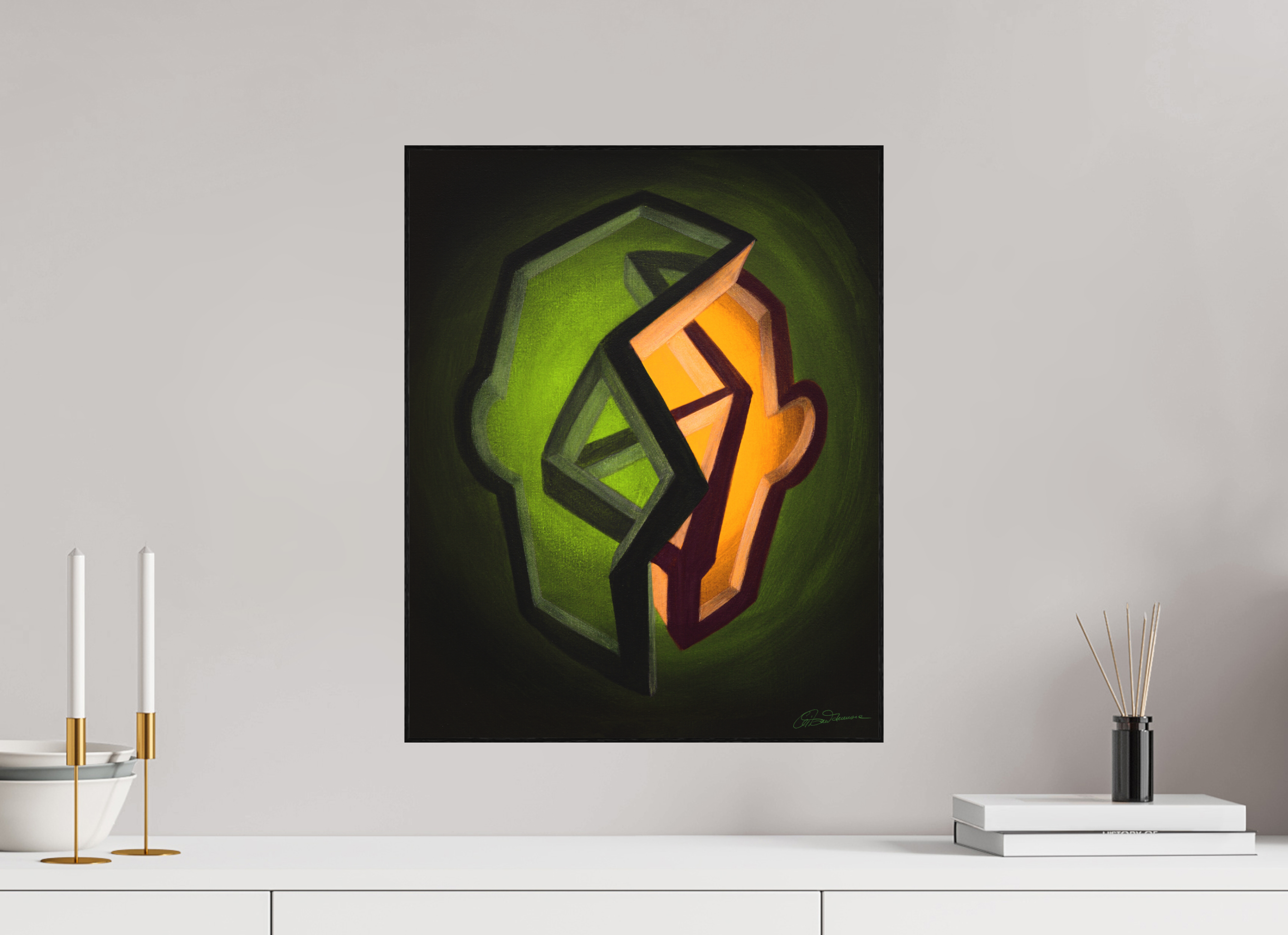 40 x 50 cm, Alu-Dibond mit Holzrahmen, schwarz Frühling – Erwachen