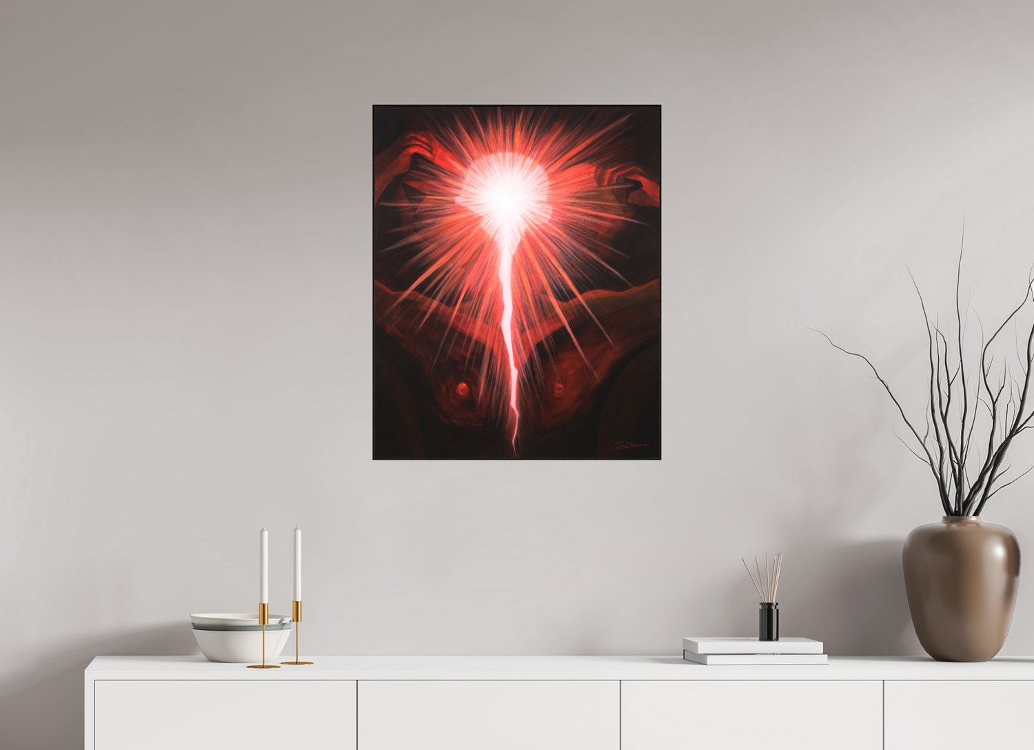 60 x 74 cm, Alu-Dibond mit Holzrahmen, schwarz Lichtkörper – Der neue Mensch