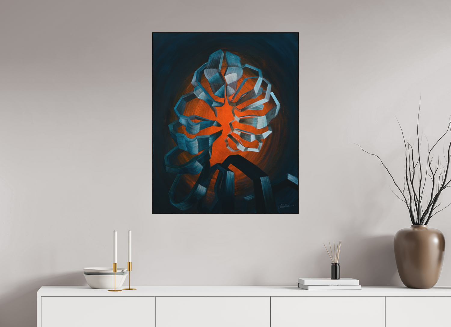 70 x 86,9 cm, Alu-Dibond mit Holzrahmen, schwarz Evolution des Selbst