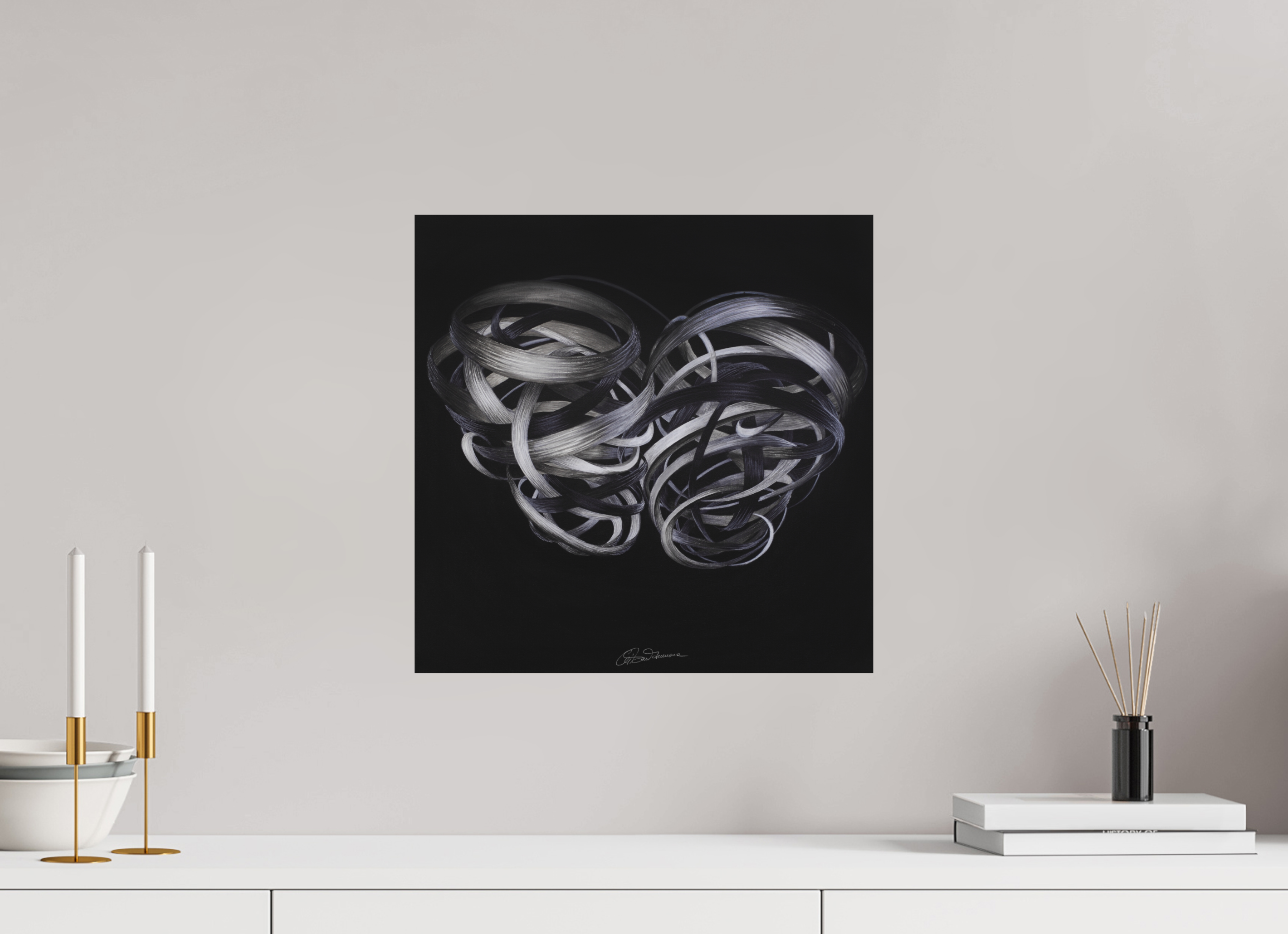 40 x 40 cm, Alu-Dibond mit Aufhängung Kuss – Verflechtung