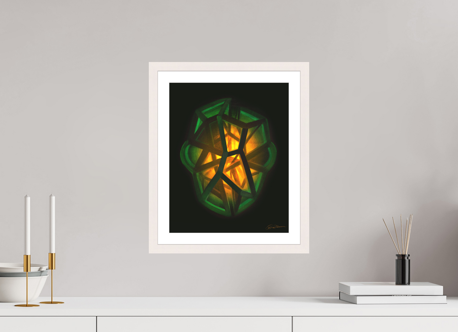 30 x 37,5 cm, Papier mit Holzrahmen | weiß | Museumsglas Emotionale Architektur: Freude