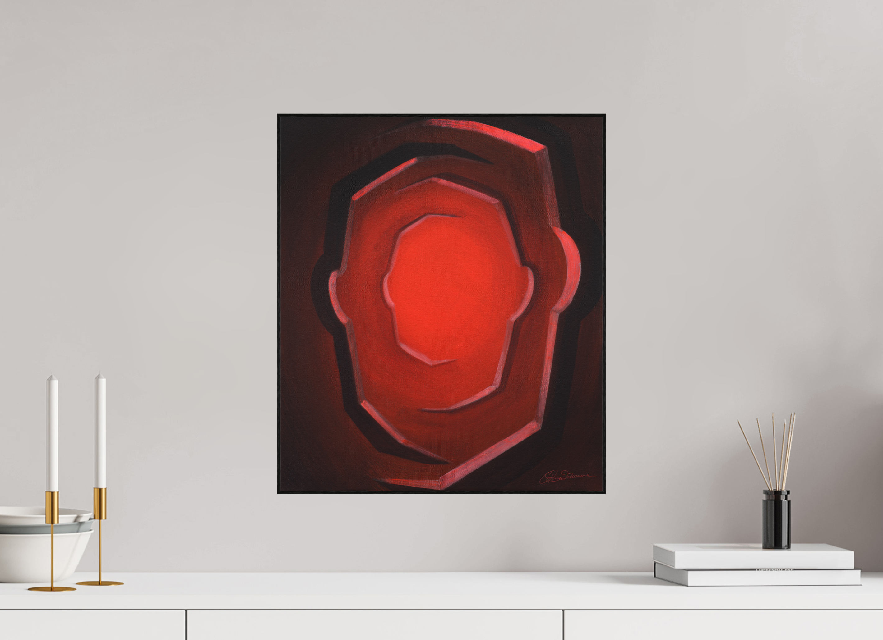 40 x 46,5 cm, Alu-Dibond mit Holzrahmen, schwarz Ich war, ich bin, ich werde sein