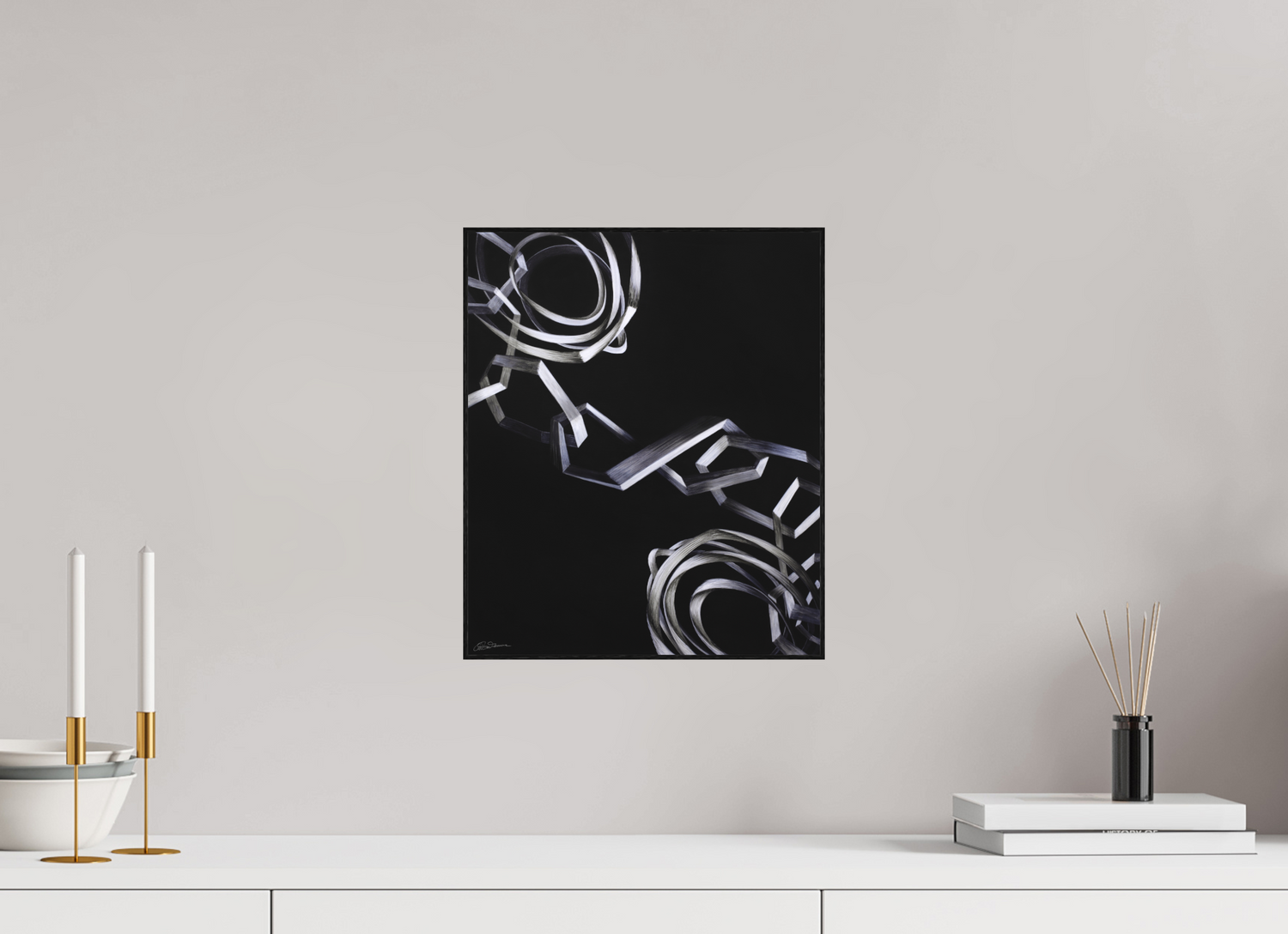 30 x 36 cm, Alu-Dibond mit Holzrahmen, schwarz Zusammen hängen