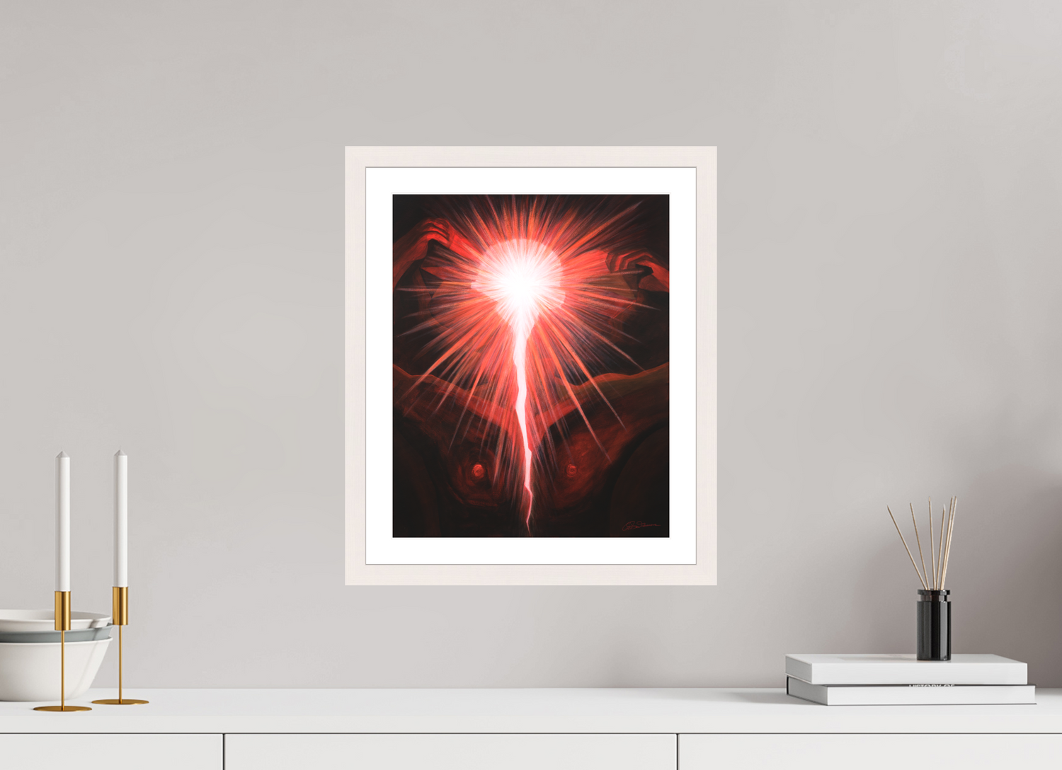 30 x 37 cm, Papier mit Holzrahmen | weiß | Museumsglas Lichtkörper – Der neue Mensch