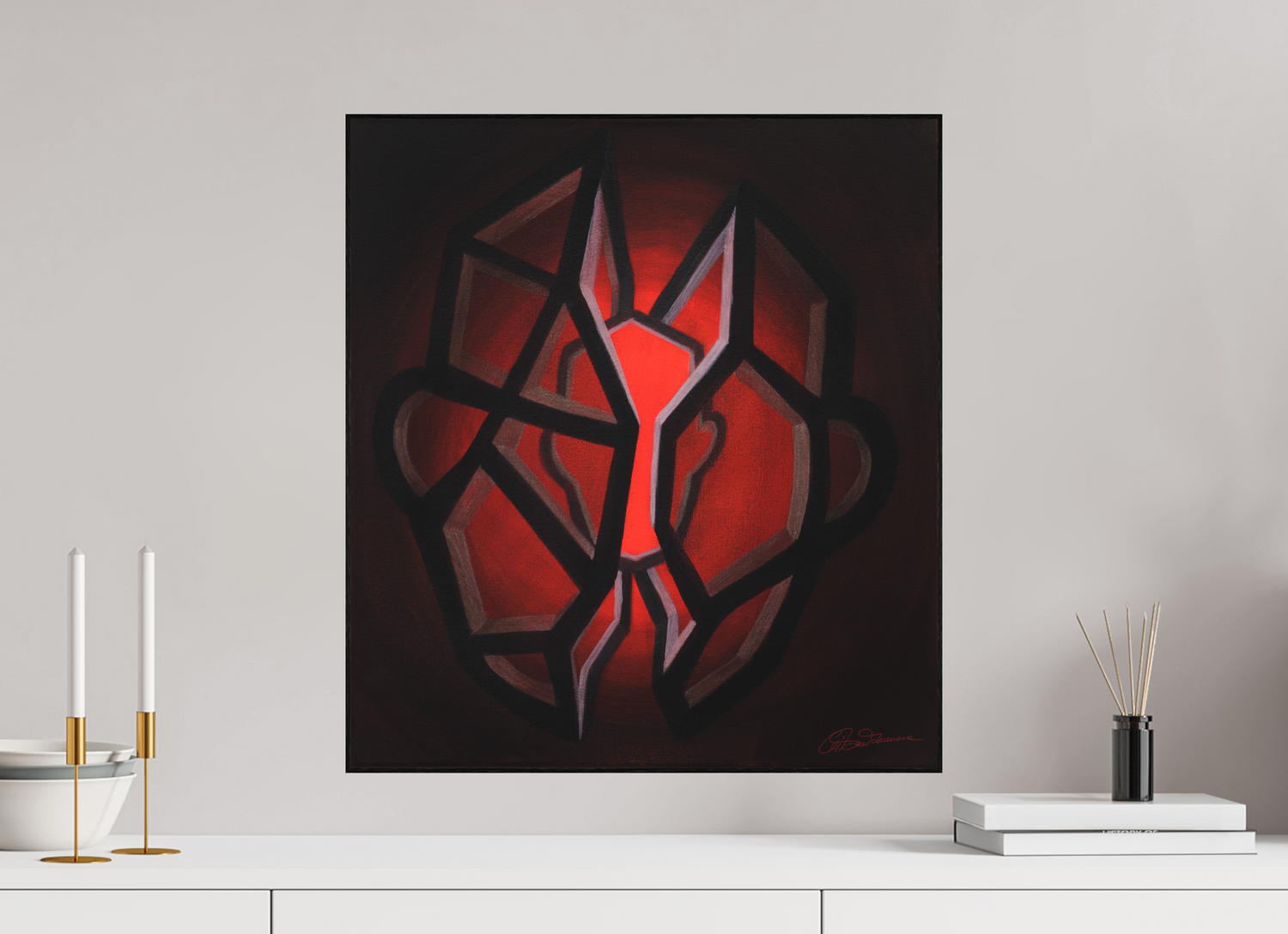 50 x 55,3 cm, Alu-Dibond mit Holzrahmen, schwarz Selbst-Bild. Schale und Kern