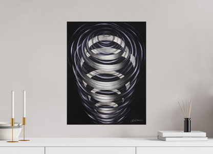 40 x 52,4 cm, Alu-Dibond mit Holzrahmen, schwarz Sich um sich selbst drehen