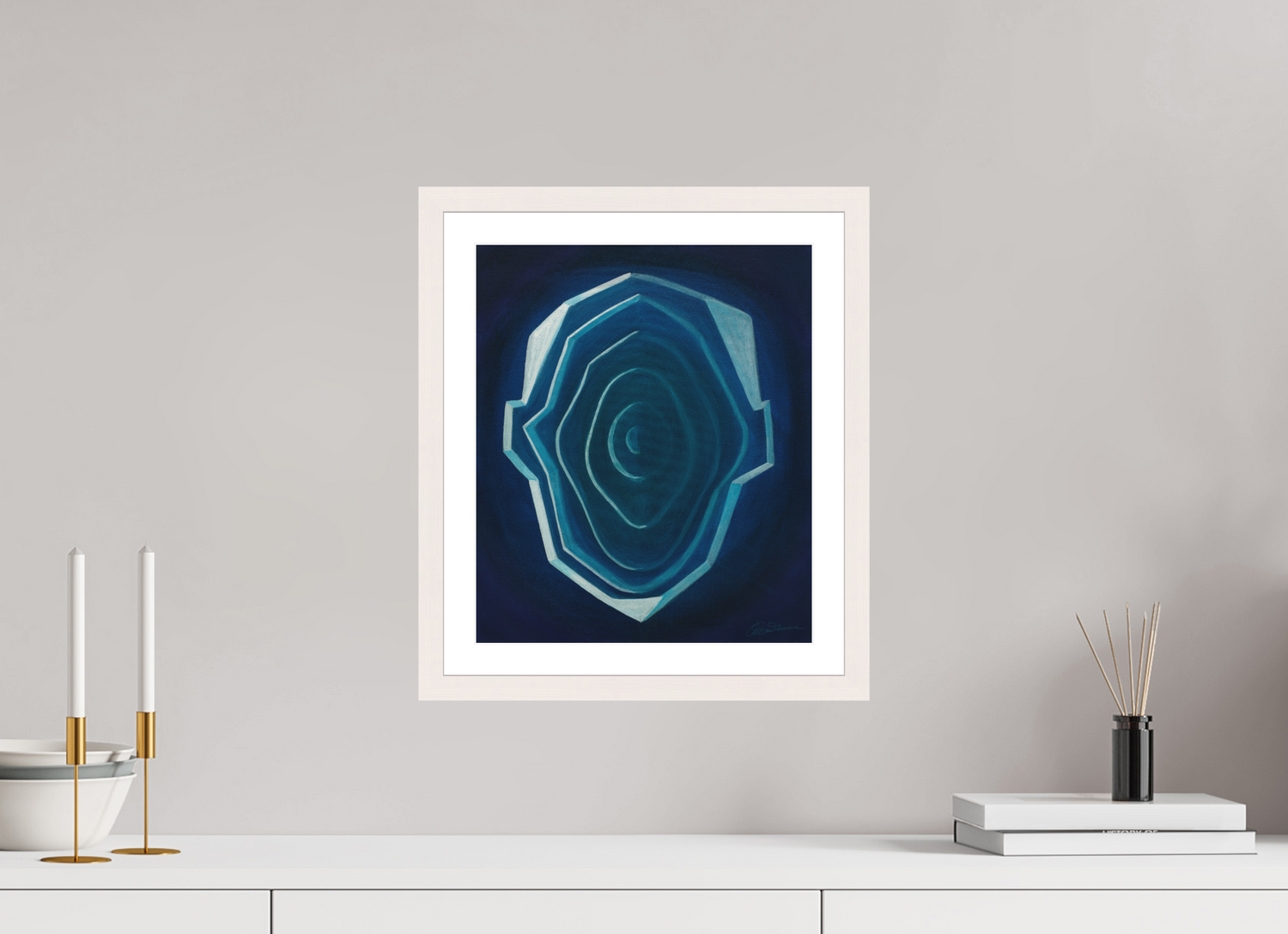 30 x 35,4 cm, Papier mit Holzrahmen, weiß Schichten des Selbst