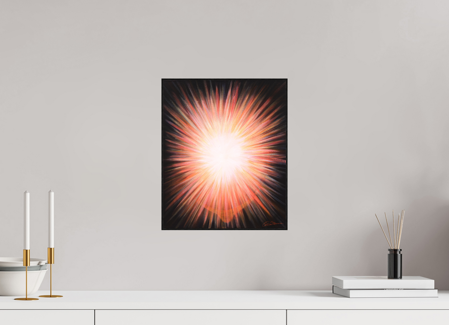 30 x 36,3 cm, Alu-Dibond mit Holzrahmen, schwarz Erleuchtung