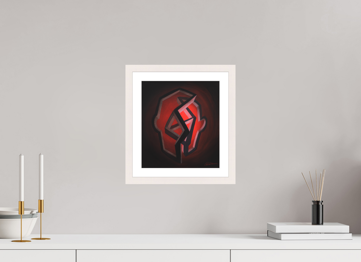 25 x 27,8 cm, Papier mit Holzrahmen | weiß | Museumsglas Selbst-Bild. Fort-Schritt