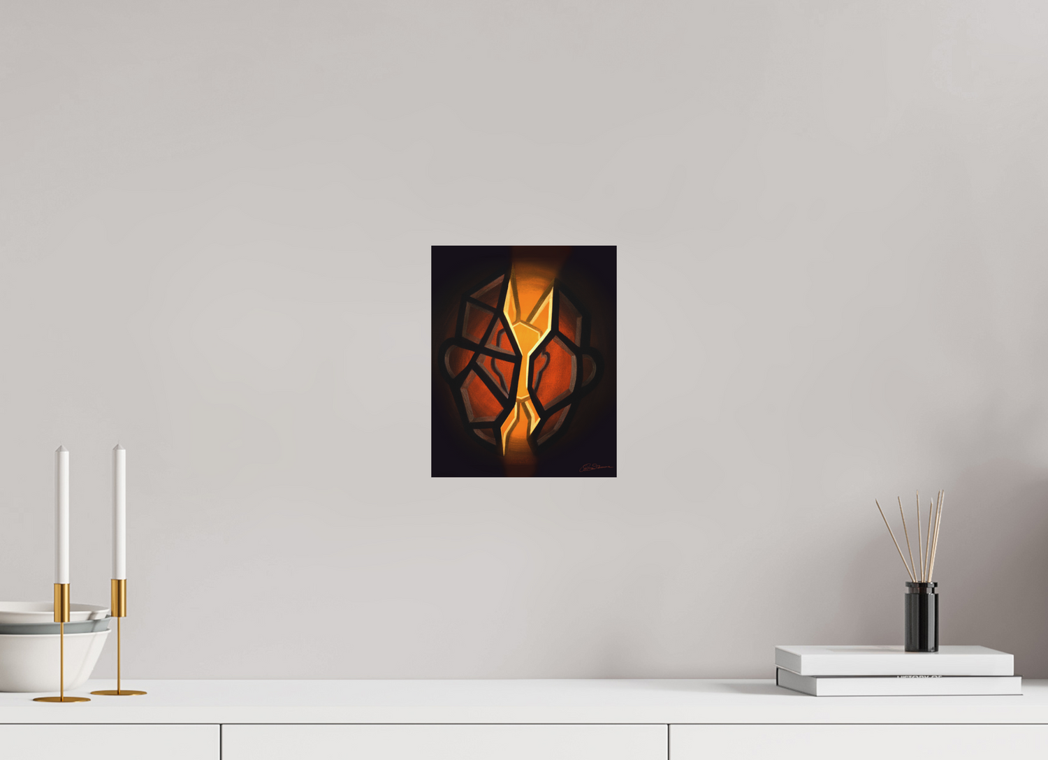 20 x 25 cm, Kunstdruck auf Alu-Dibond mit Aufhängung Selbst-Bild. Schale und Kern