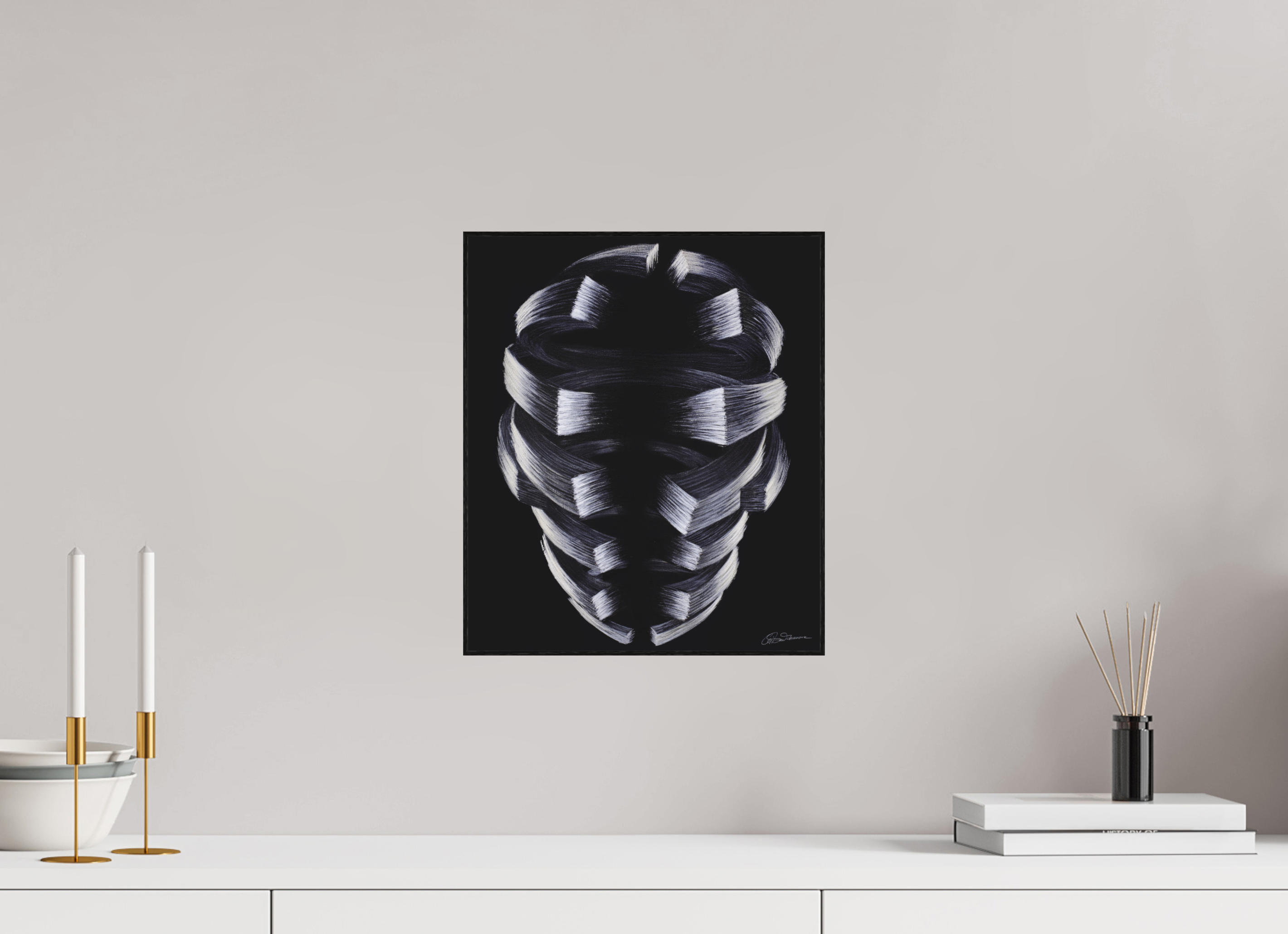 30 x 35,3 cm, Alu-Dibond mit Holzrahmen, schwarz Denken und Fühlen