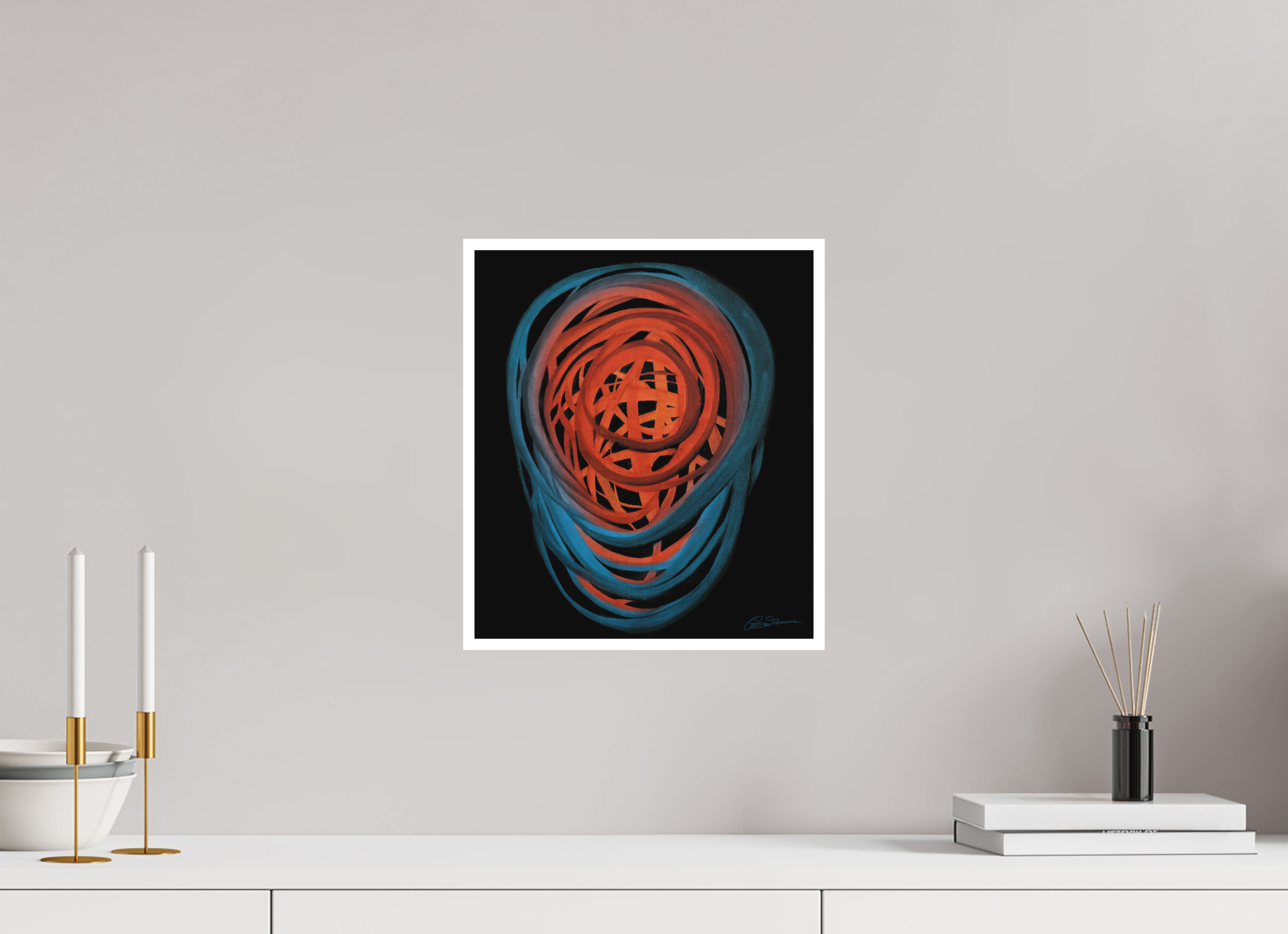 30 x 34,4 cm, Papier ohne Rahmen Feuer &amp; Wasser | Spätsommer